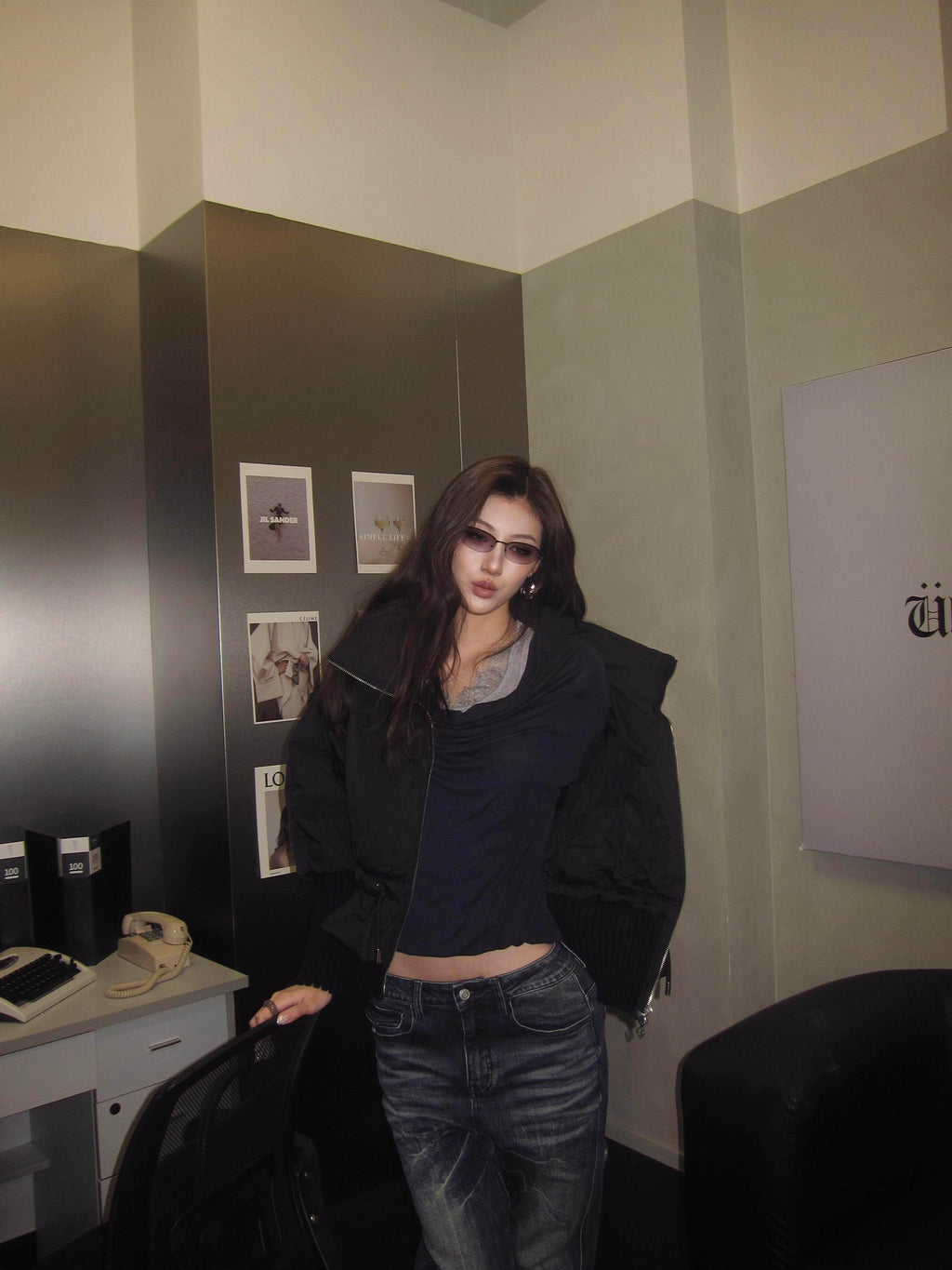 Y2K Grunge Half-Rim Oval Metal Sunglasses