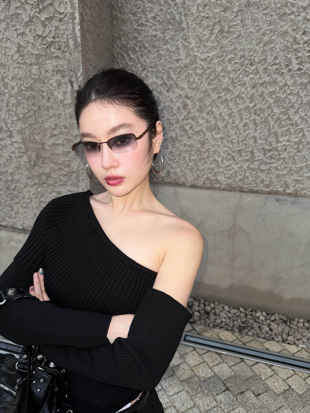 Retro Half-Rim Rectangle Metal Sunglasses