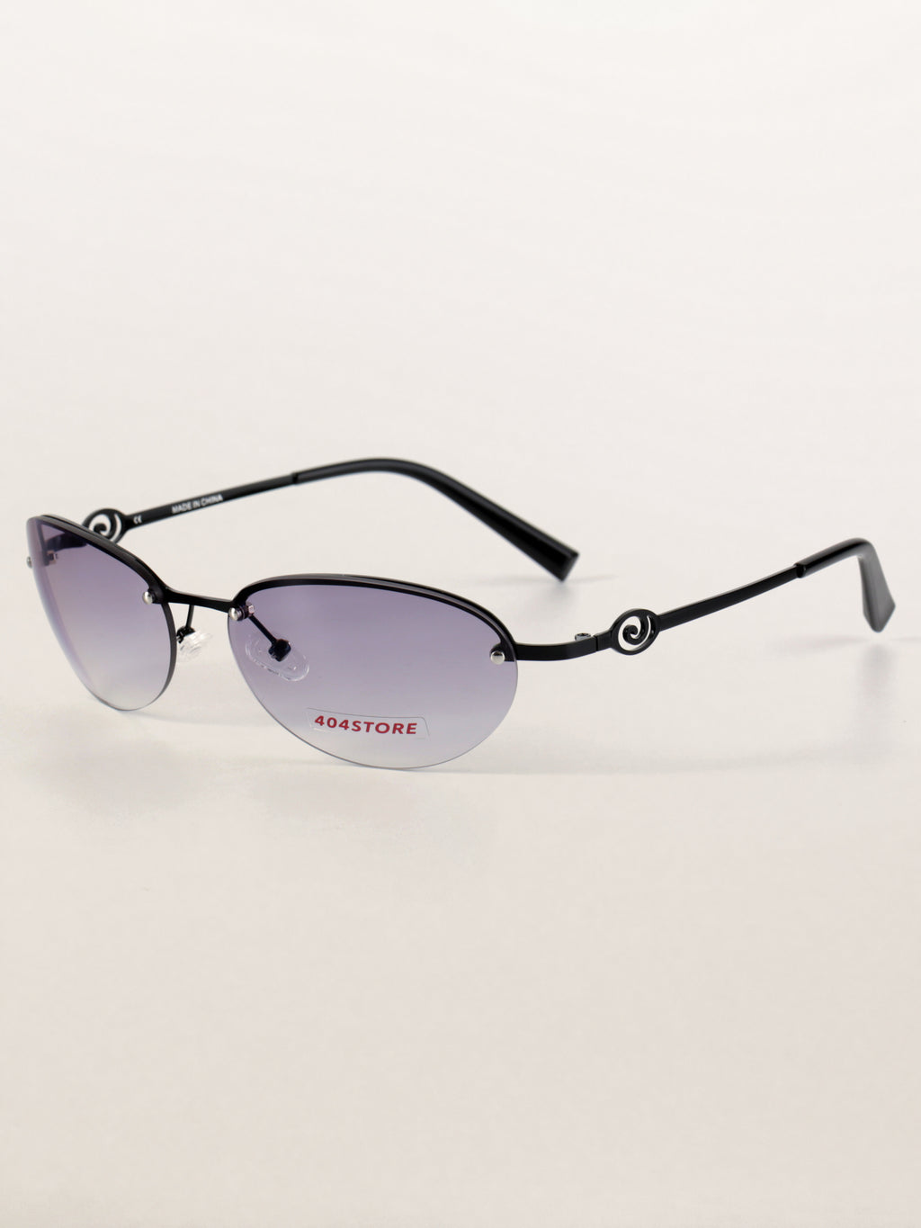 Y2K Grunge Half-Rim Oval Metal Sunglasses