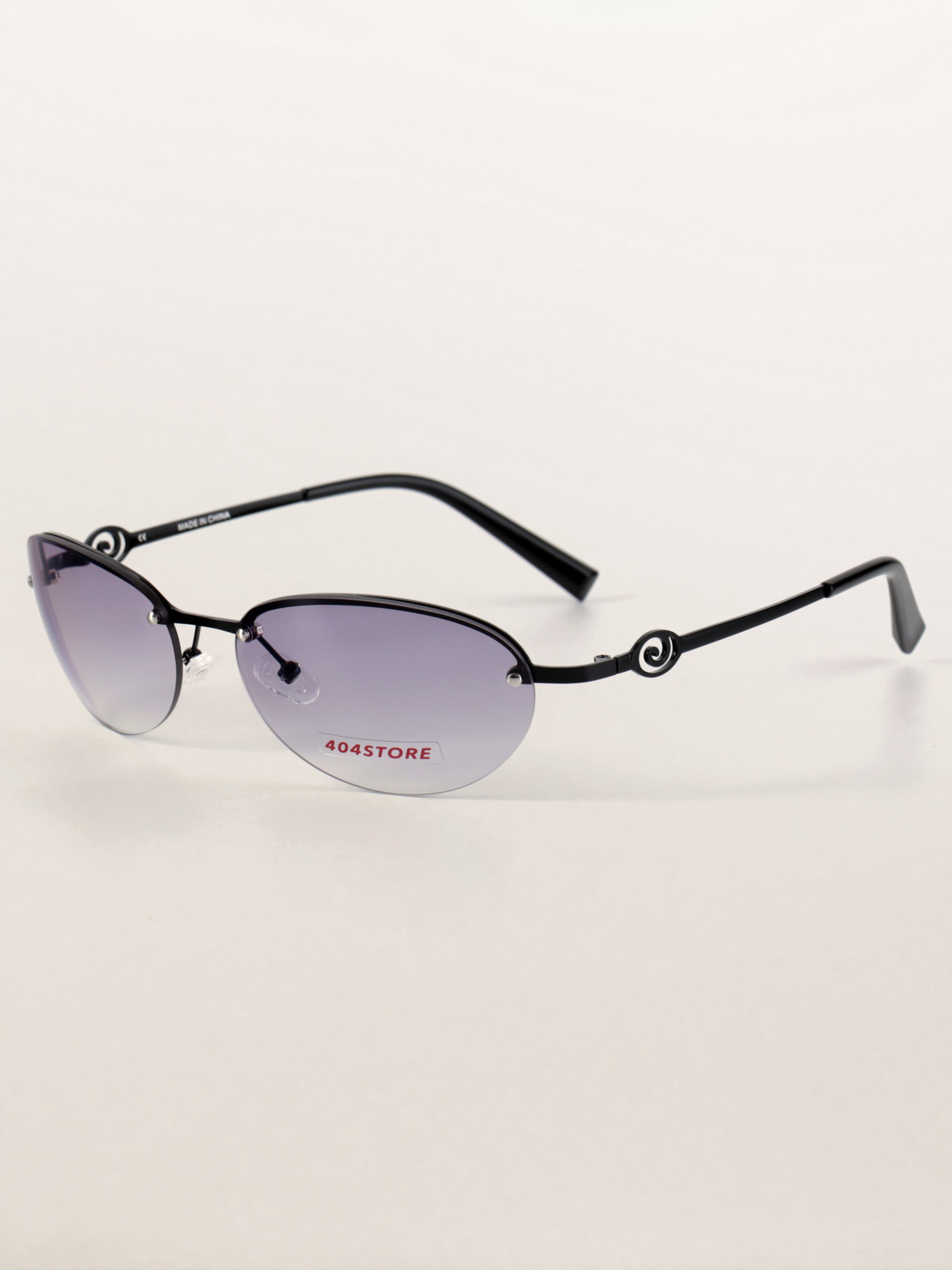 Y2K Grunge Half-Rim Oval Metal Sunglasses