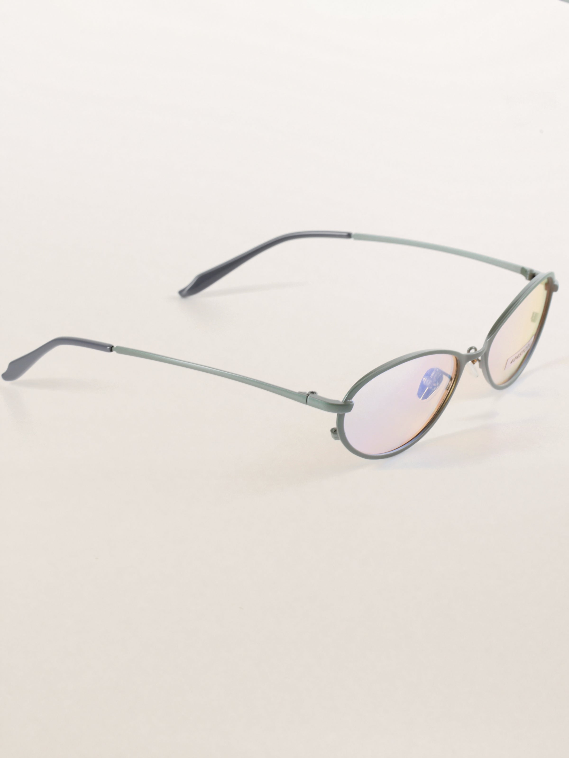 Cat-Eye Oval Metal Minimalist Sunglasses