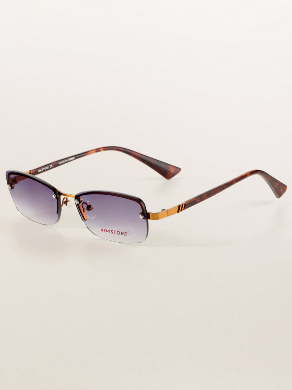 Retro Half-Rim Rectangle Metal Sunglasses