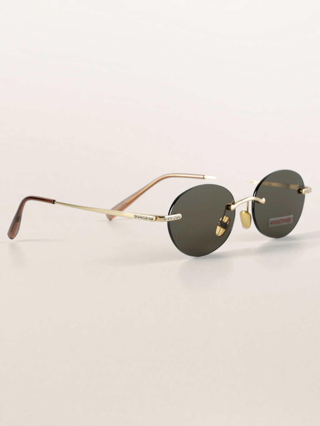 Rhinestone Rimless Round Metal Sunglasses