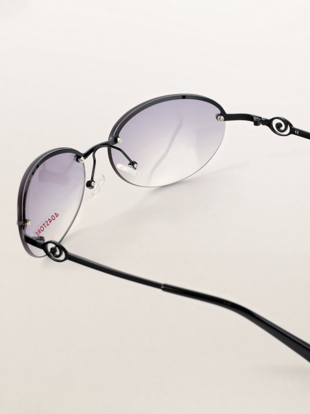 Y2K Grunge Half-Rim Oval Metal Sunglasses