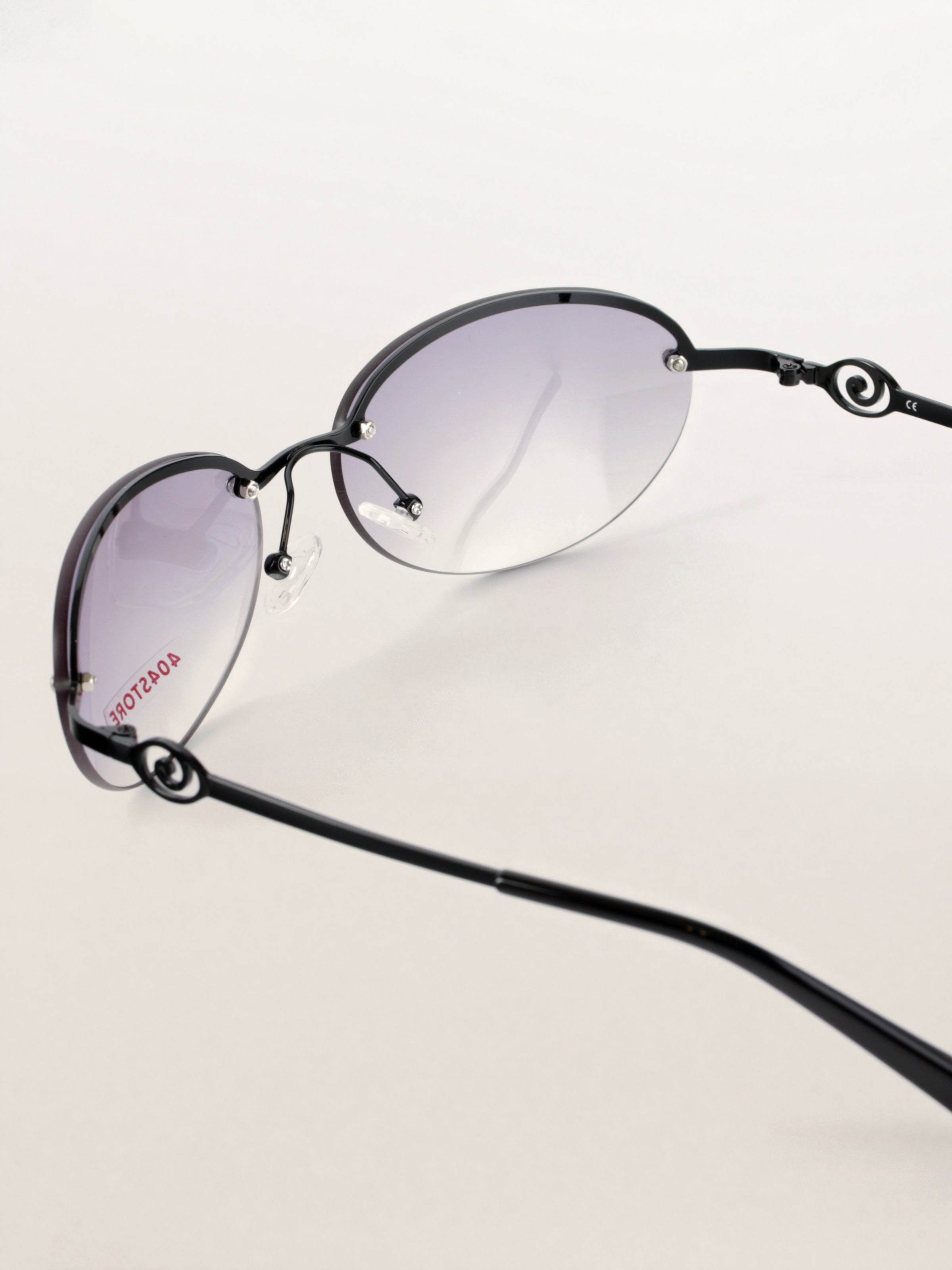 Y2K Grunge Half-Rim Oval Metal Sunglasses