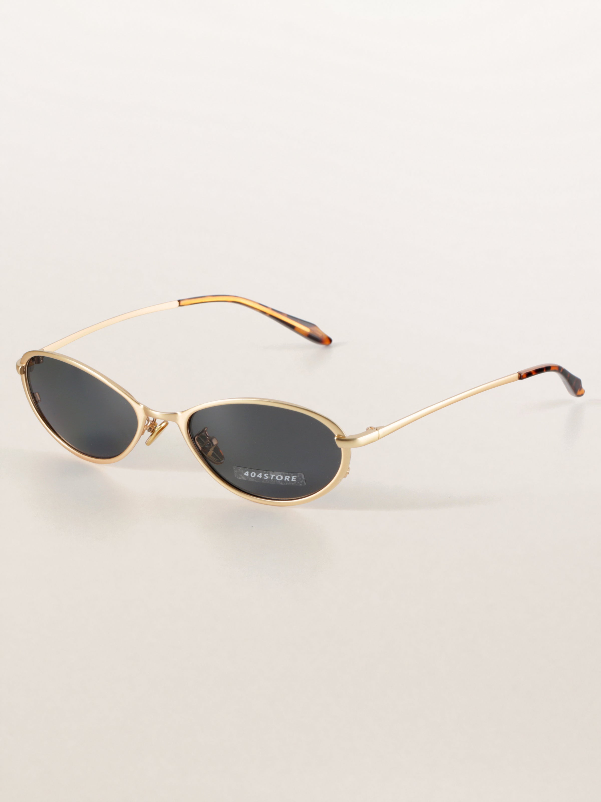 Cat-Eye Oval Metal Minimalist Sunglasses