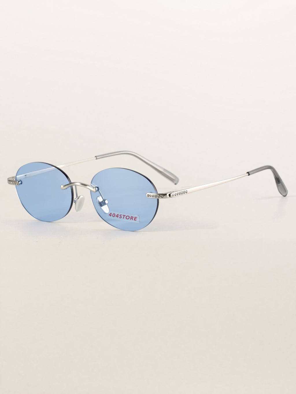Rhinestone Rimless Round Metal Sunglasses