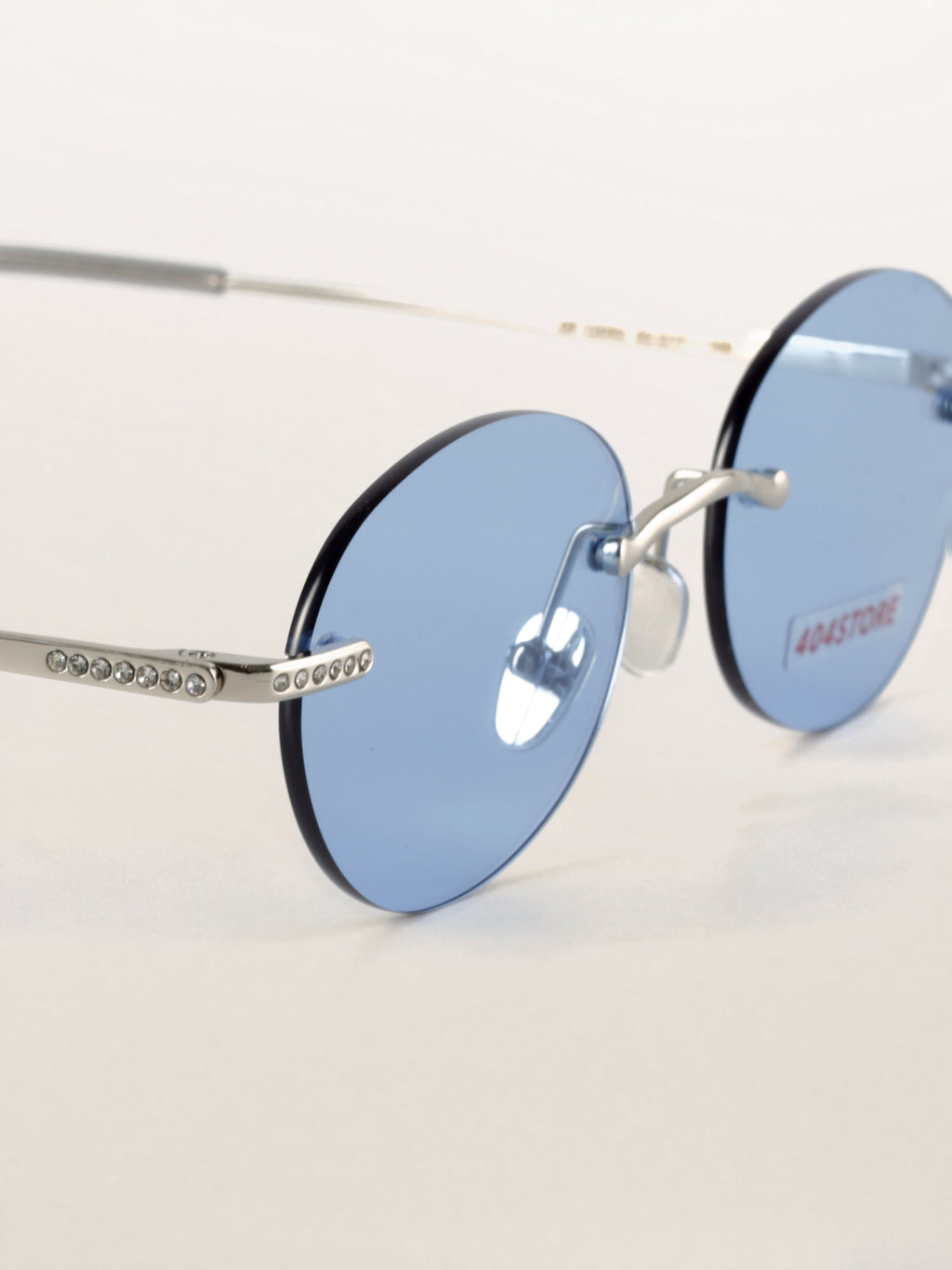 Rhinestone Rimless Round Metal Sunglasses