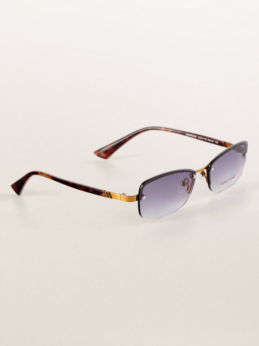 Retro Half-Rim Rectangle Metal Sunglasses