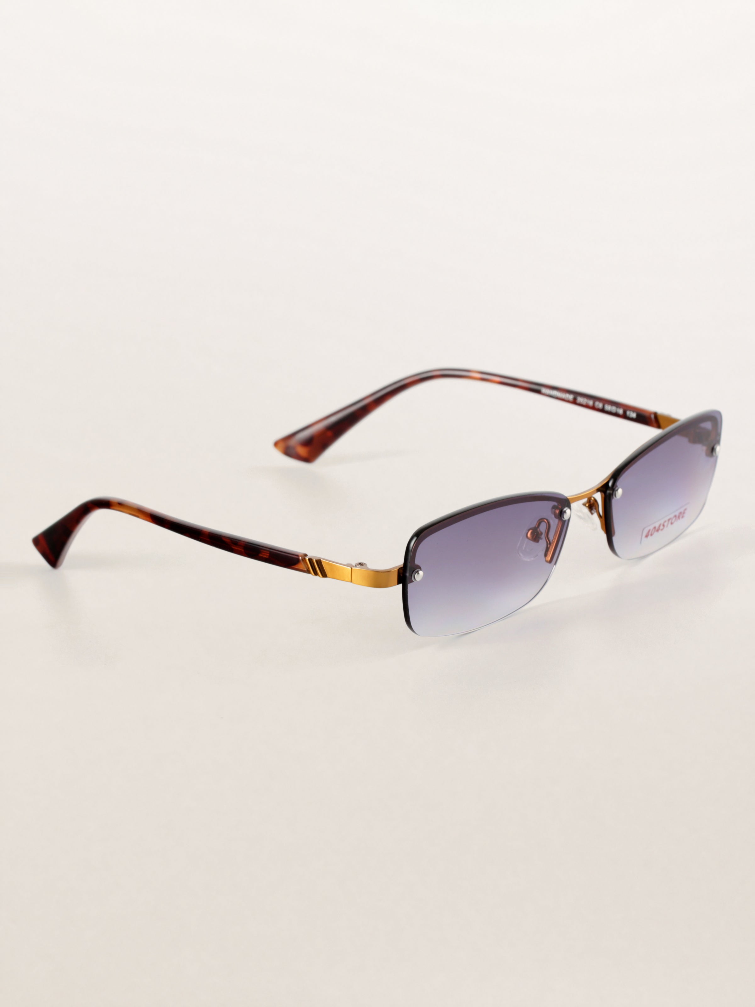 Retro Half-Rim Rectangle Metal Sunglasses