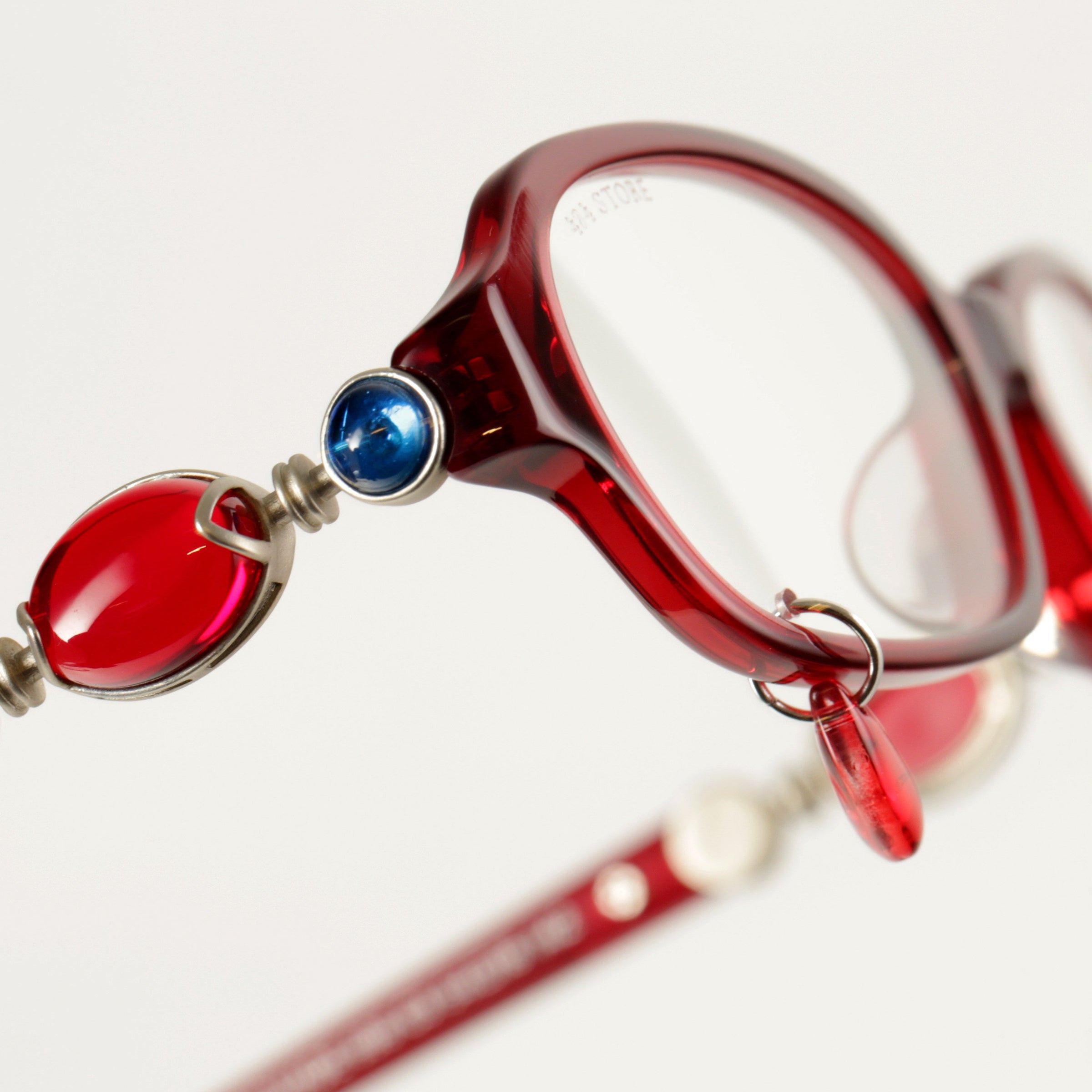 404REDCUBE y2k vintage square sunglasses with red and blue gemstone details