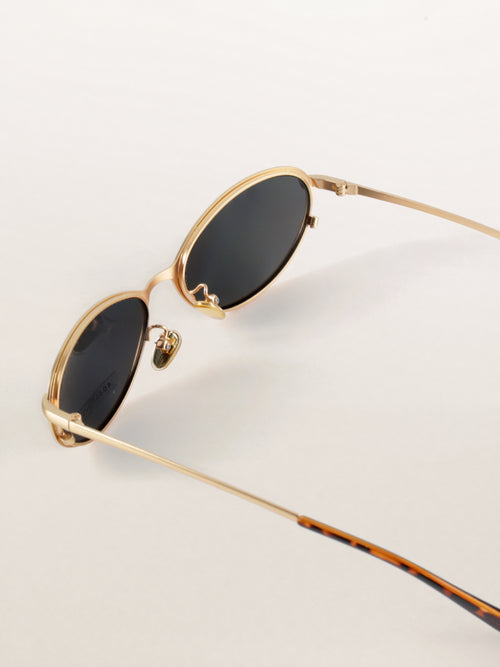 Cat-Eye Oval Metal Minimalist Sunglasses