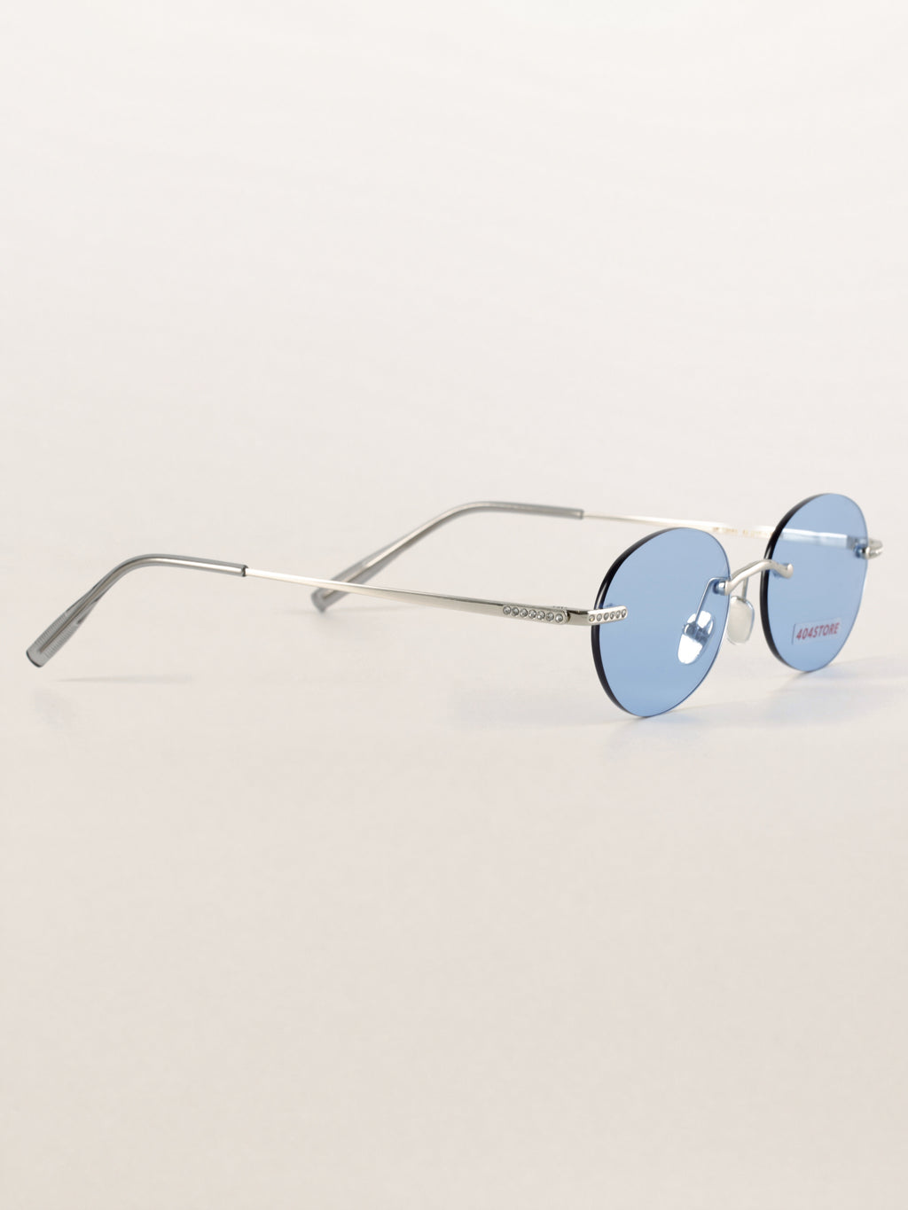 Rhinestone Rimless Round Metal Sunglasses