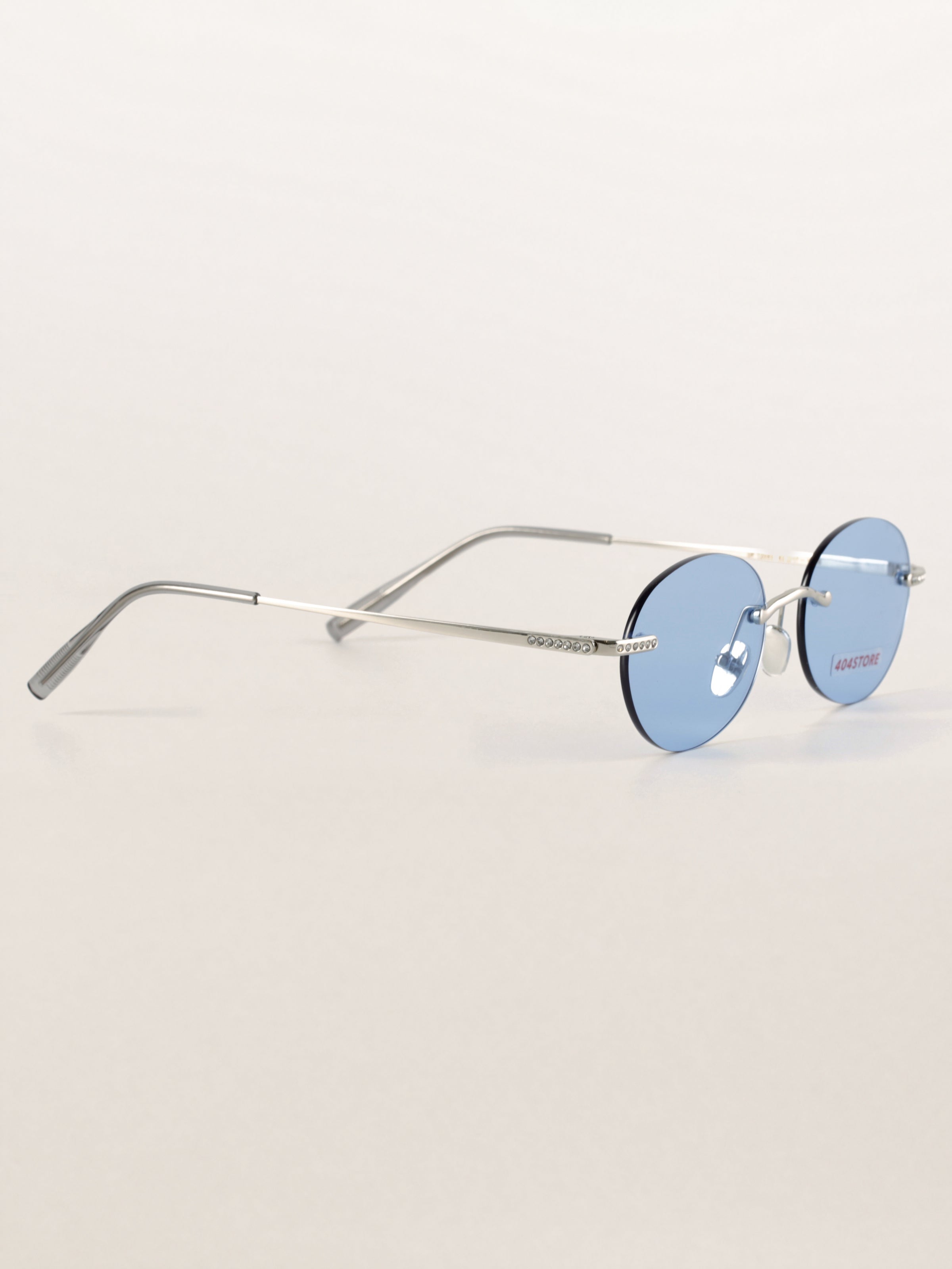 Rhinestone Rimless Round Metal Sunglasses