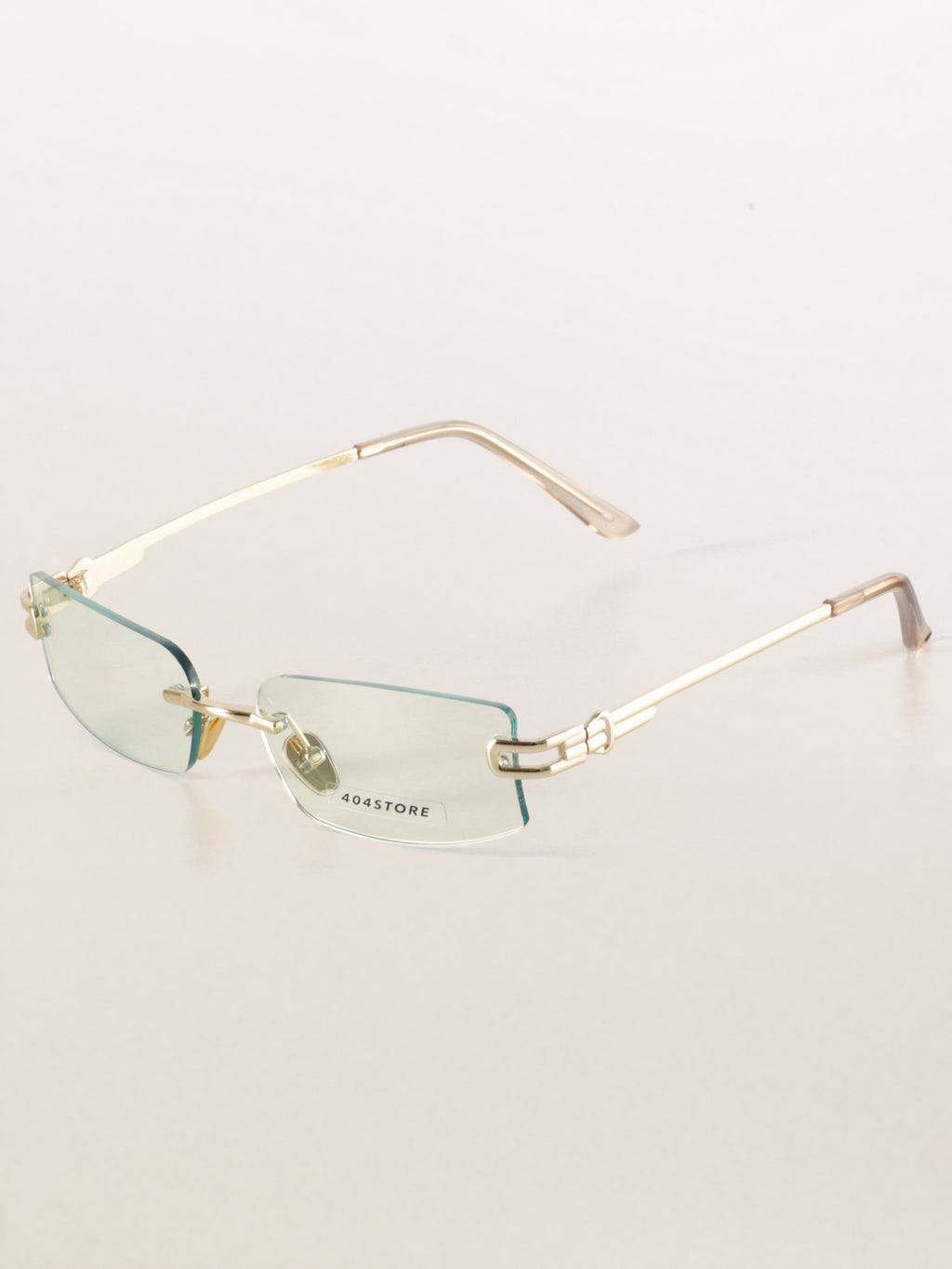Rimless Rectangle Square Metal Futuristic Minimalist Sunglasses