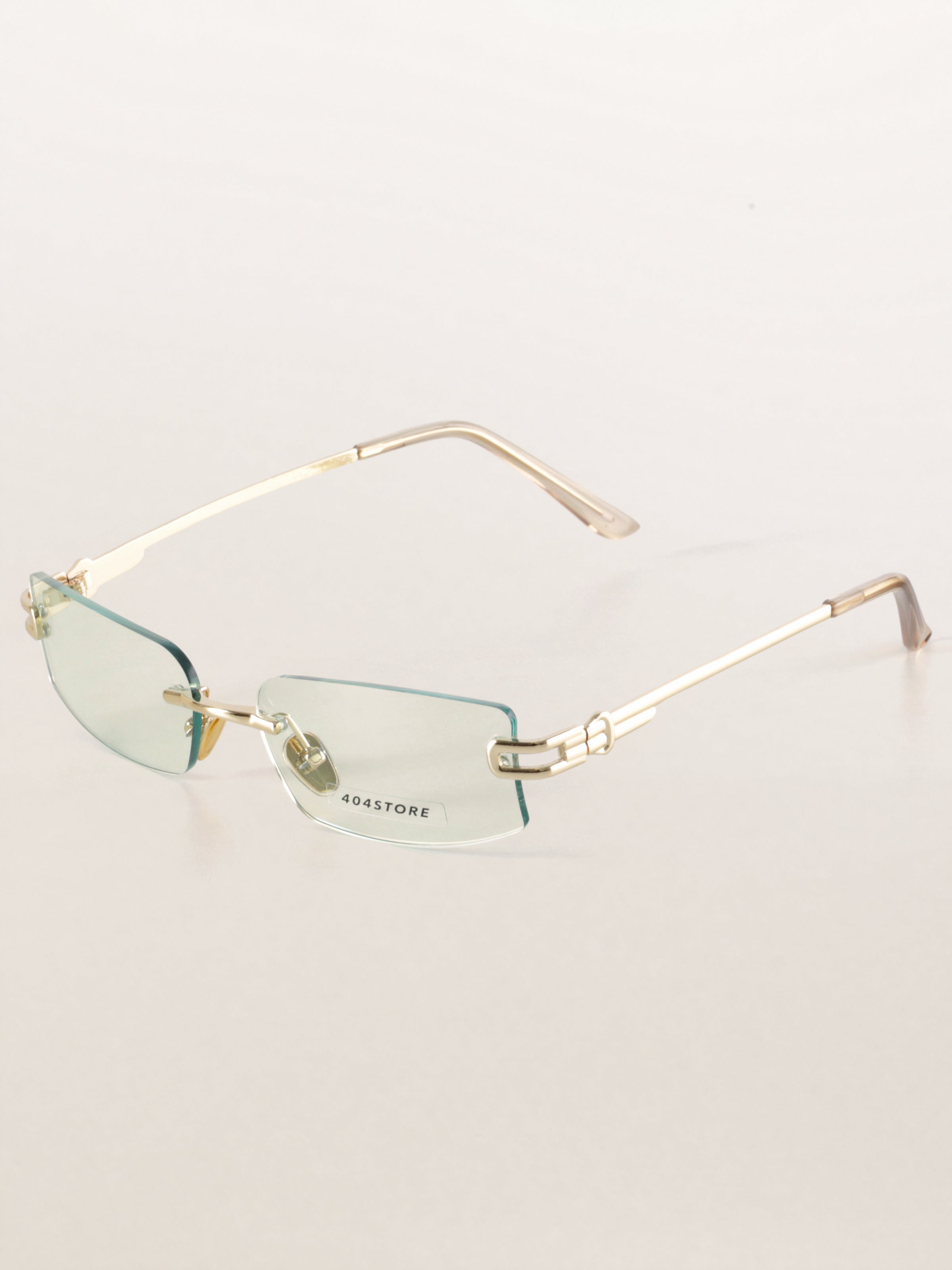 Rimless Rectangle Square Metal Futuristic Minimalist Sunglasses