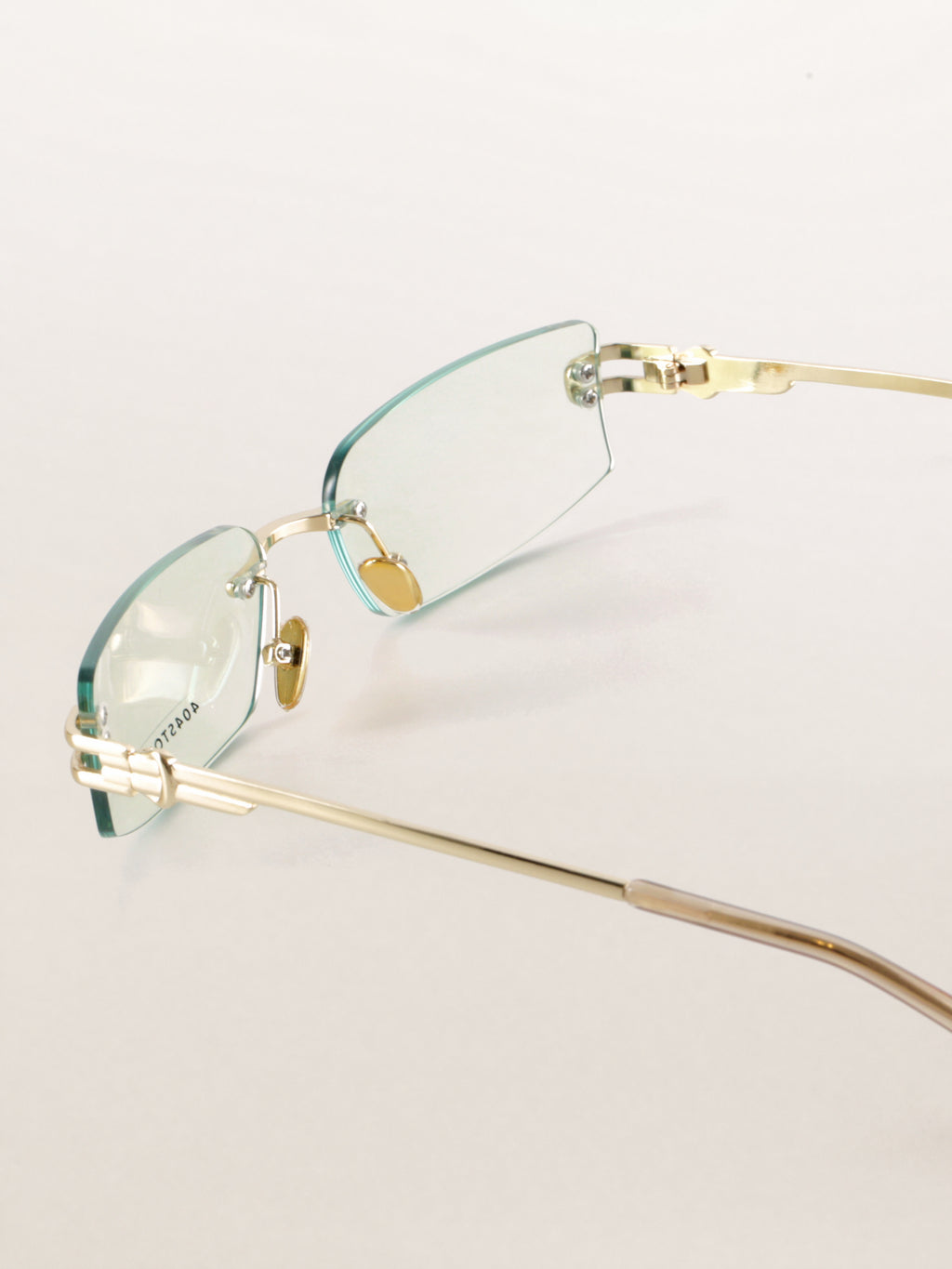Rimless Rectangle Square Metal Futuristic Minimalist Sunglasses