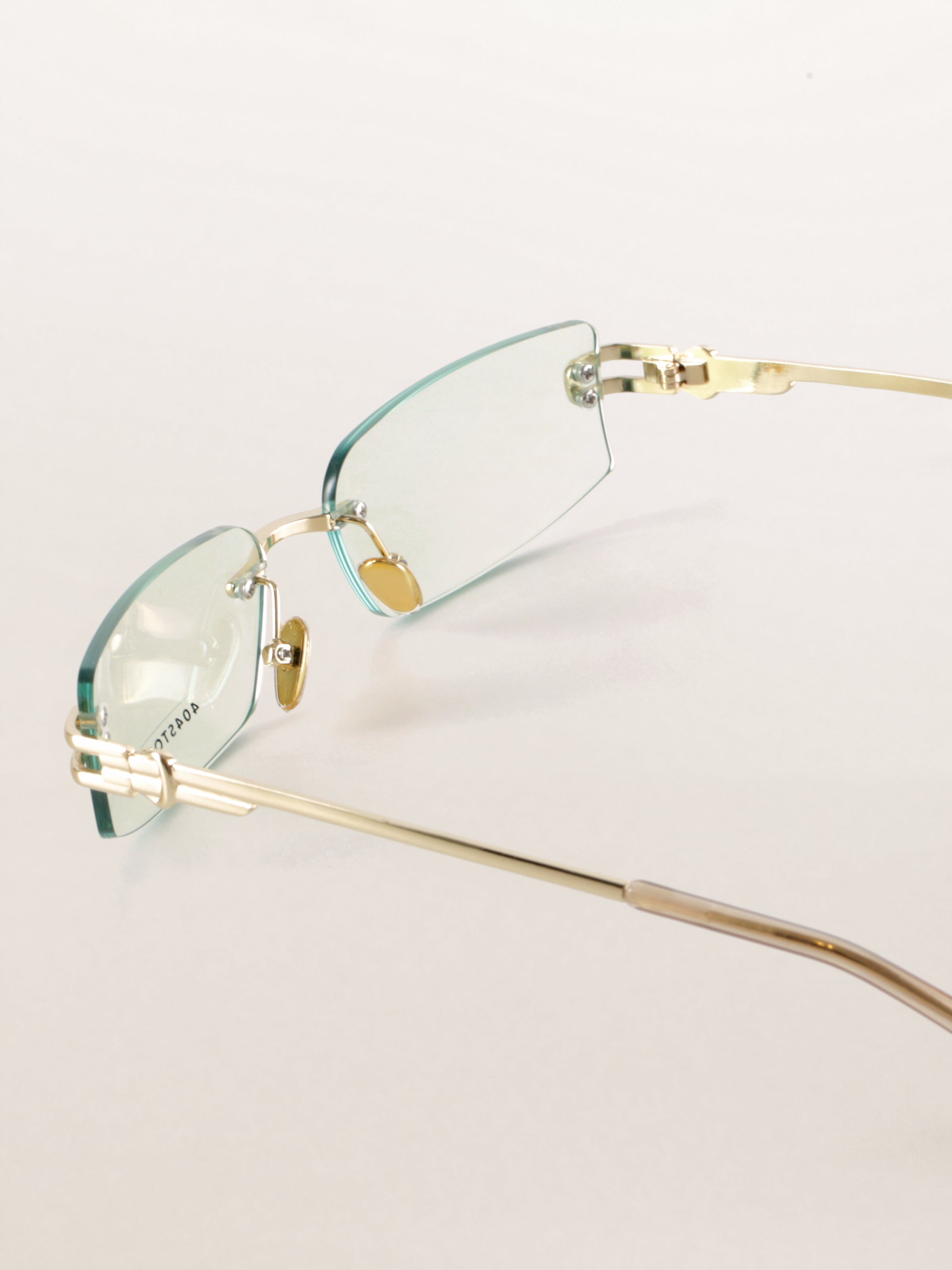 Rimless Rectangle Square Metal Futuristic Minimalist Sunglasses