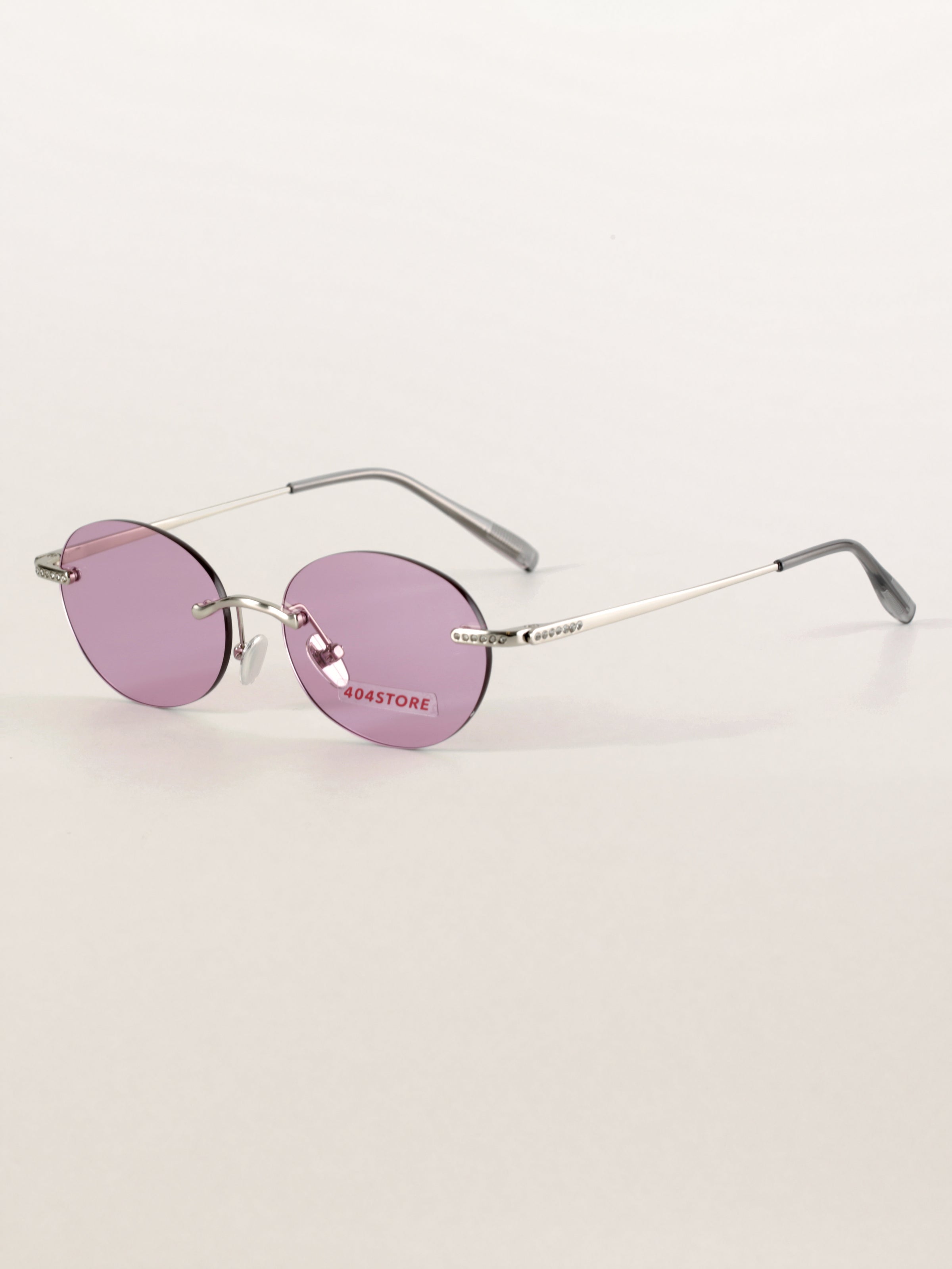 Rhinestone Rimless Round Metal Sunglasses