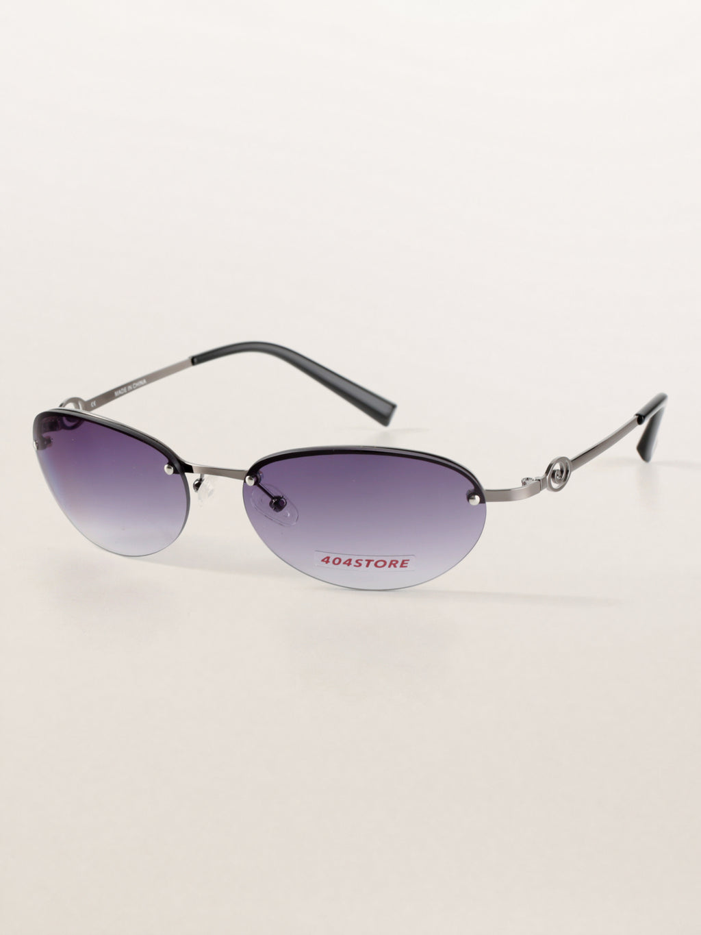 Y2K Grunge Half-Rim Oval Metal Sunglasses