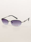 Y2K Grunge Half-Rim Oval Metal Sunglasses