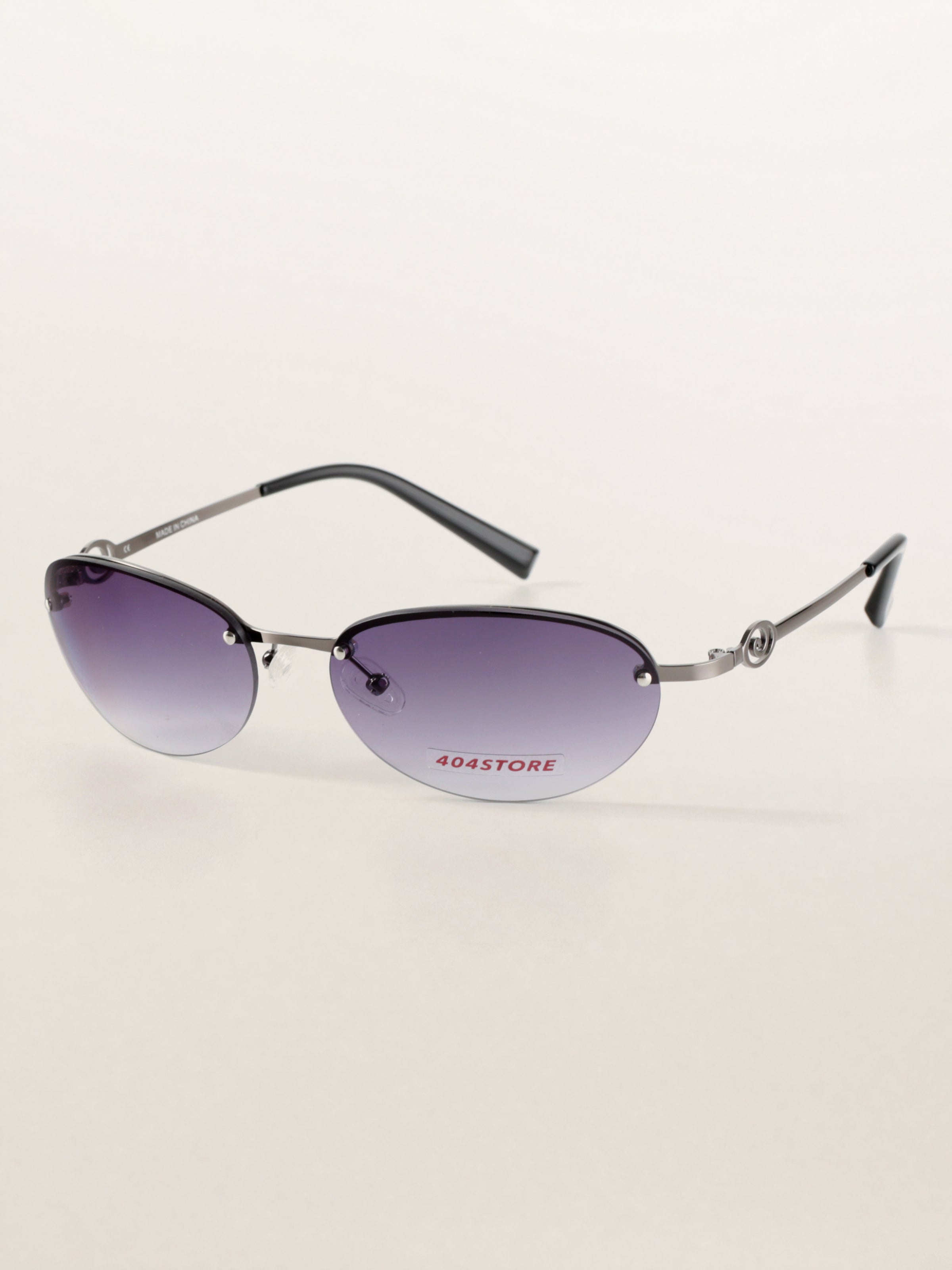 Y2K Grunge Half-Rim Oval Metal Sunglasses