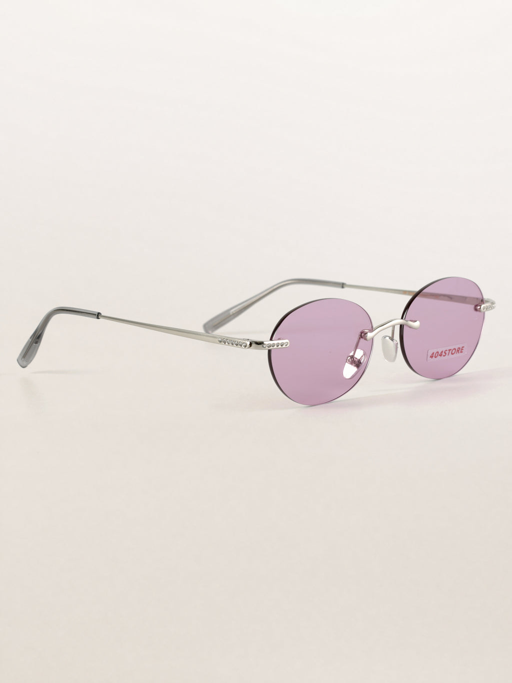 Rhinestone Rimless Round Metal Sunglasses