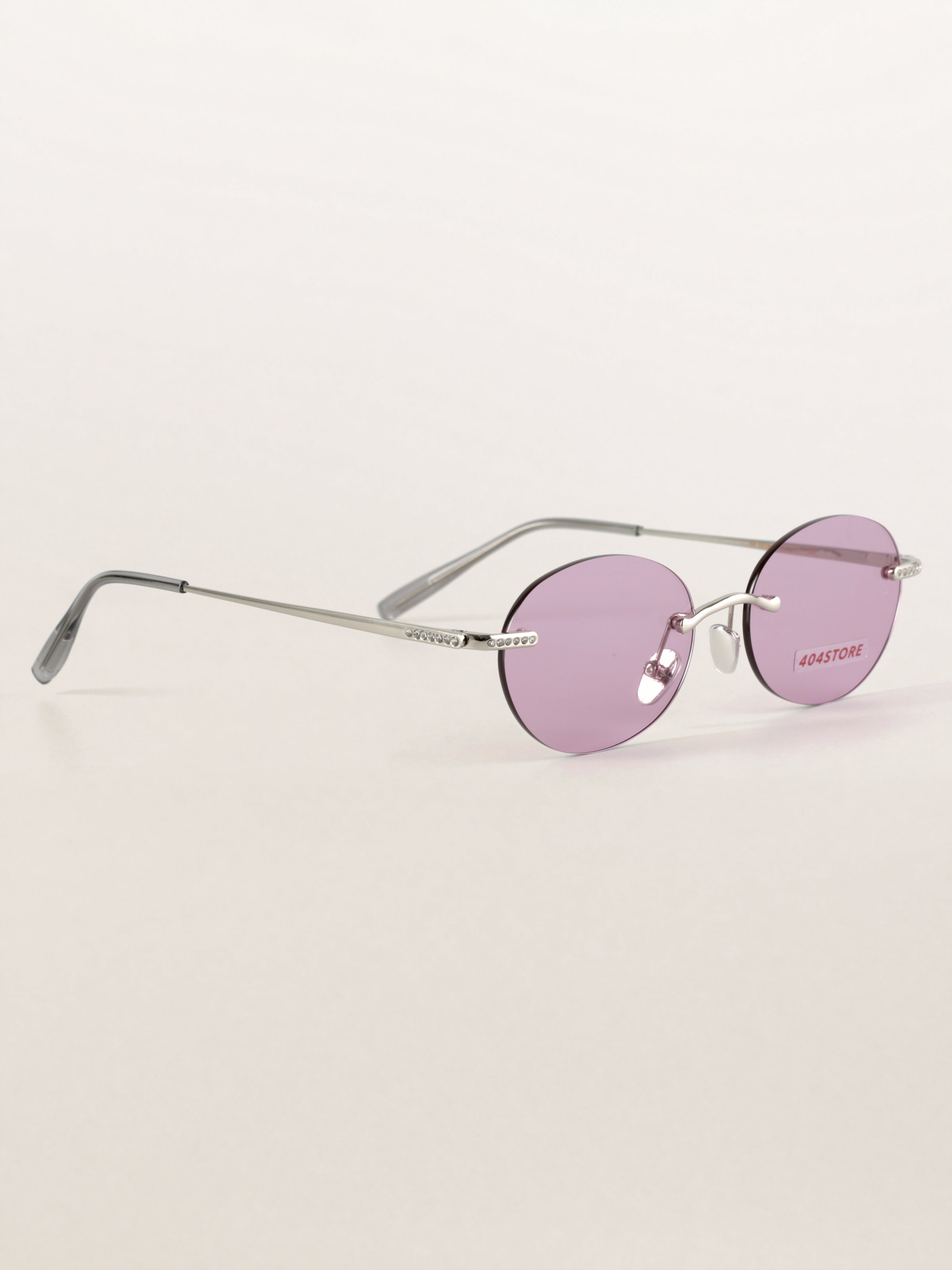 Rhinestone Rimless Round Metal Sunglasses