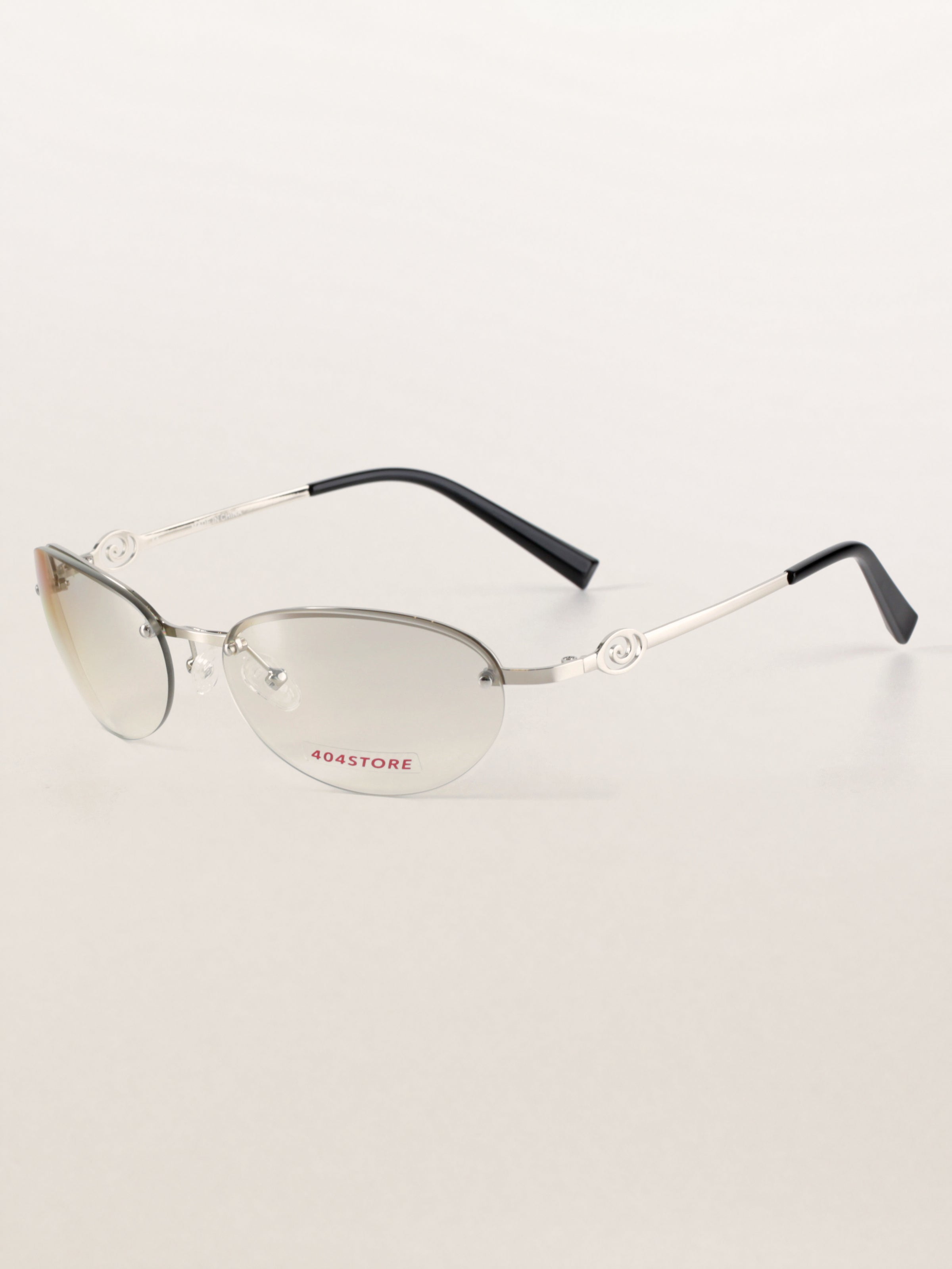 Y2K Grunge Half-Rim Oval Metal Sunglasses