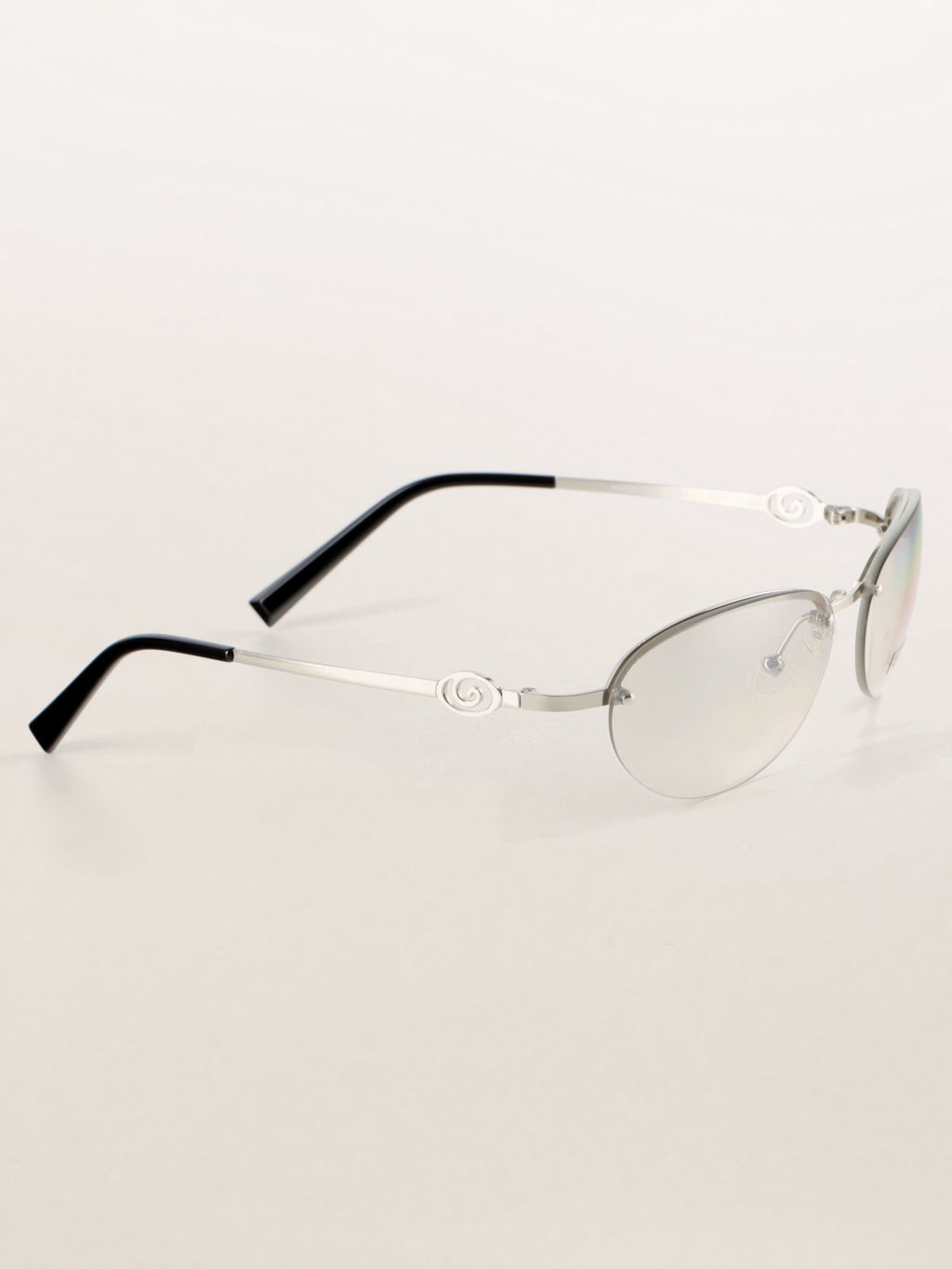 Y2K Grunge Half-Rim Oval Metal Sunglasses