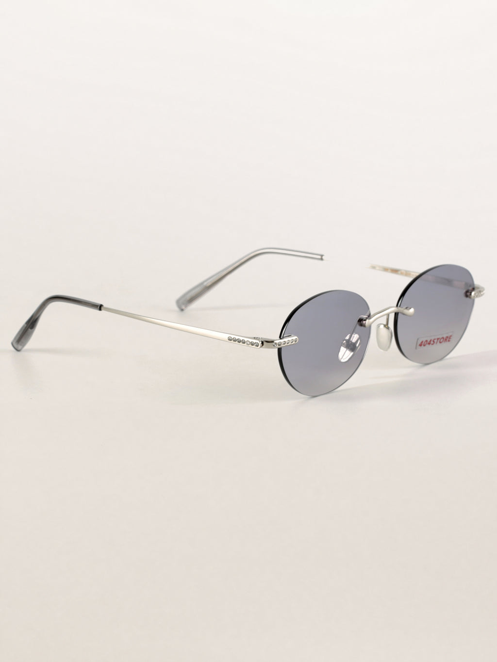 Rhinestone Rimless Round Metal Sunglasses