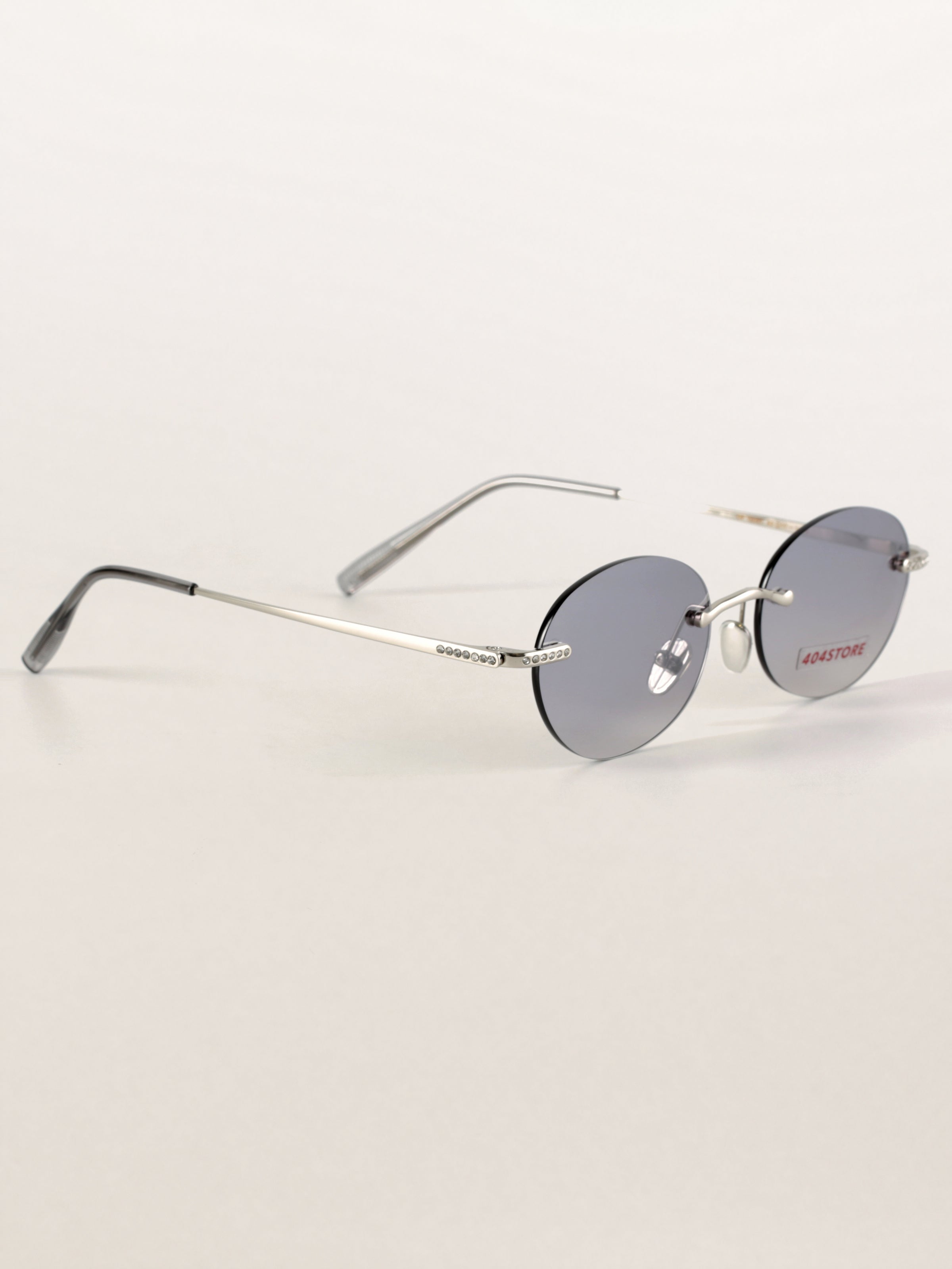 Rhinestone Rimless Round Metal Sunglasses