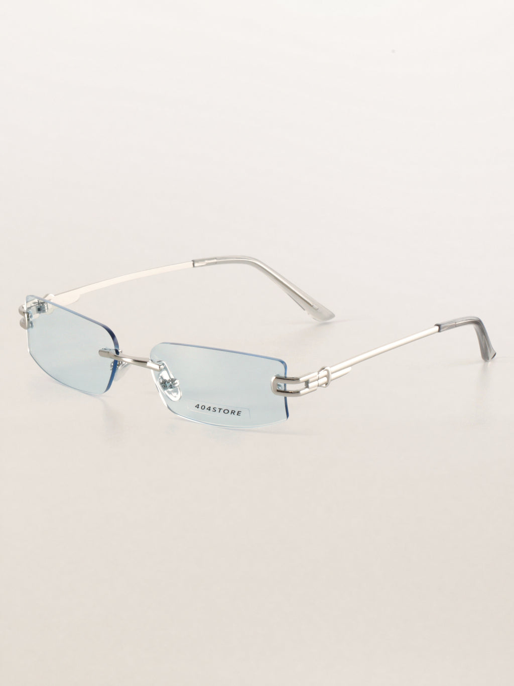Rimless Rectangle Square Metal Futuristic Minimalist Sunglasses