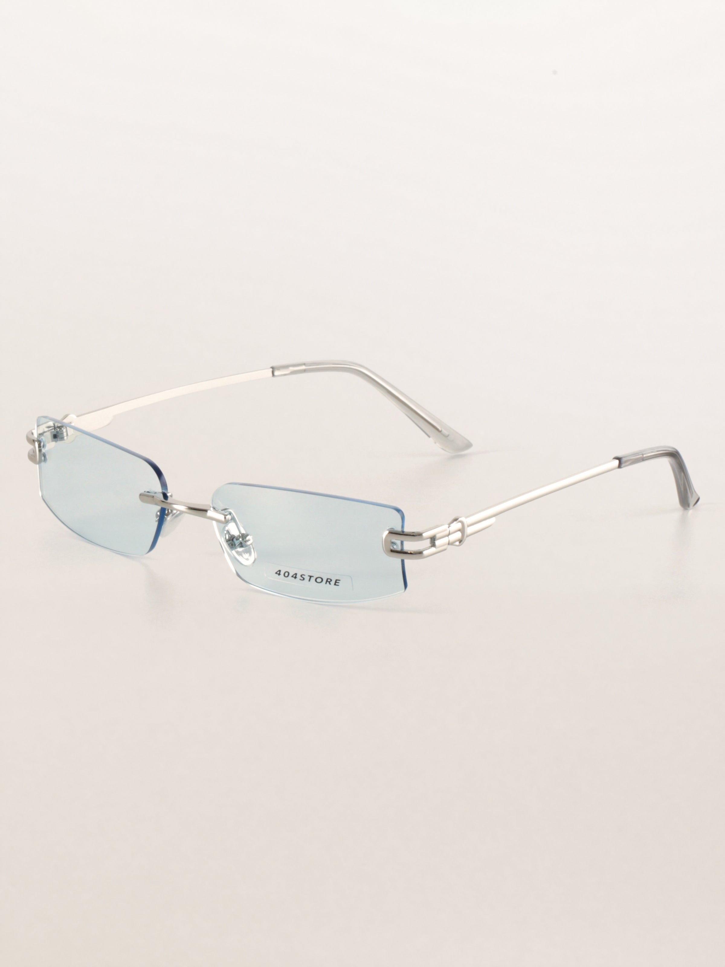 Rimless Rectangle Square Metal Futuristic Minimalist Sunglasses