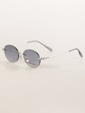 Rhinestone Rimless Round Metal Sunglasses