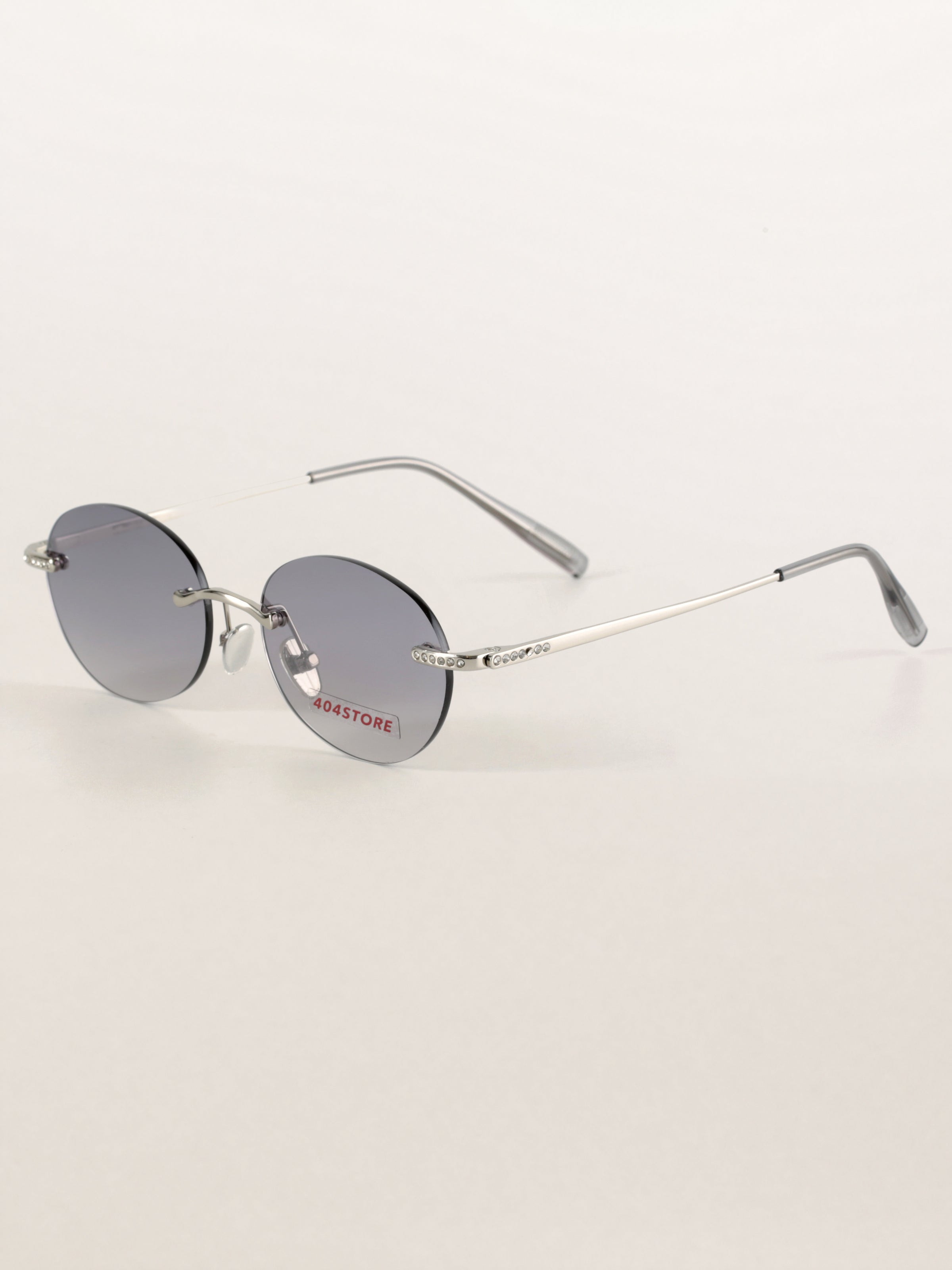 Rhinestone Rimless Round Metal Sunglasses