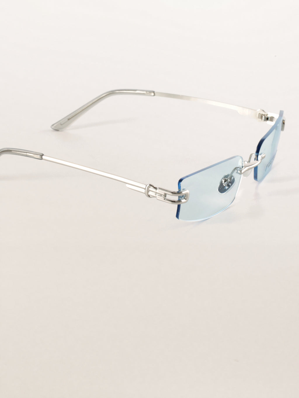 Rimless Rectangle Square Metal Futuristic Minimalist Sunglasses