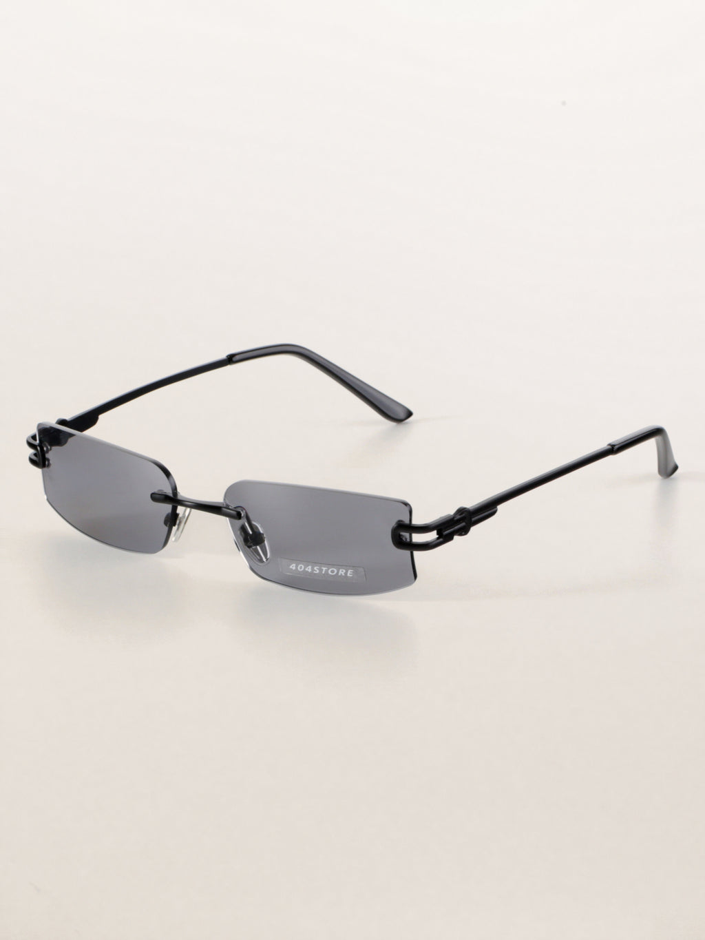 Rimless Rectangle Square Metal Futuristic Minimalist Sunglasses