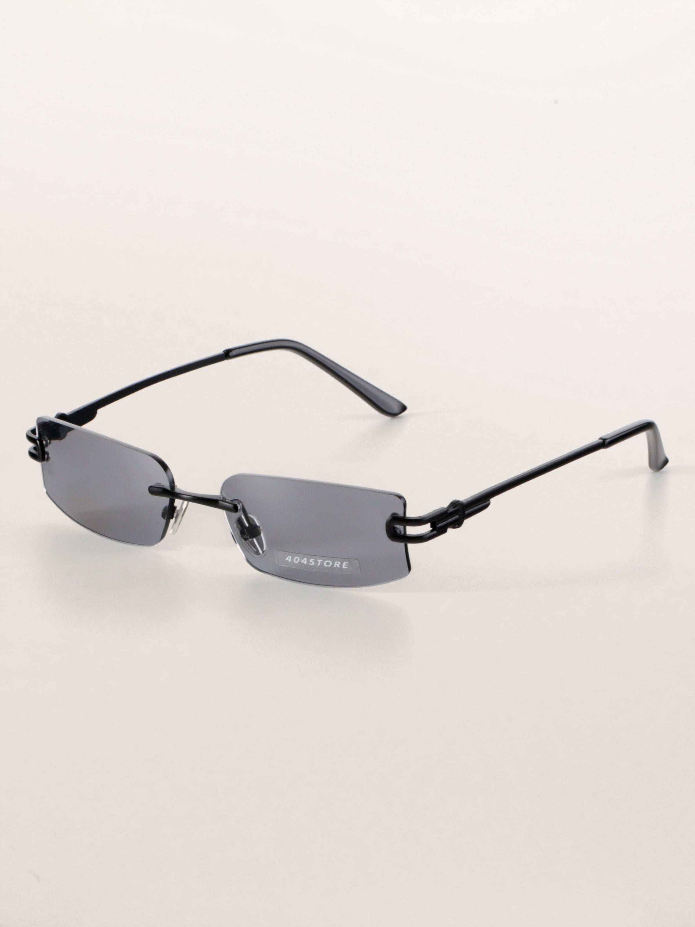 Rimless Rectangle Square Metal Futuristic Minimalist Sunglasses