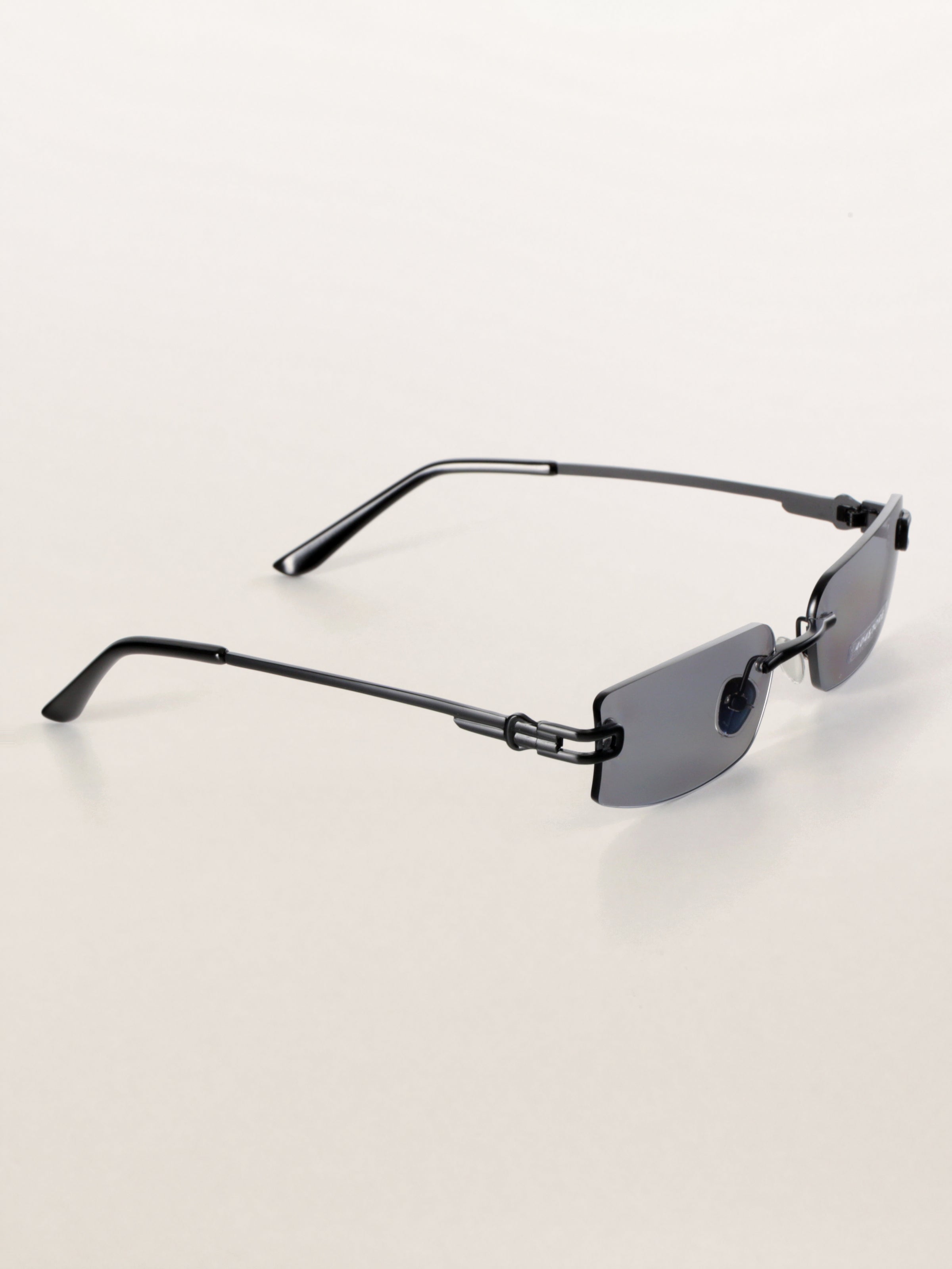 Rimless Rectangle Square Metal Futuristic Minimalist Sunglasses