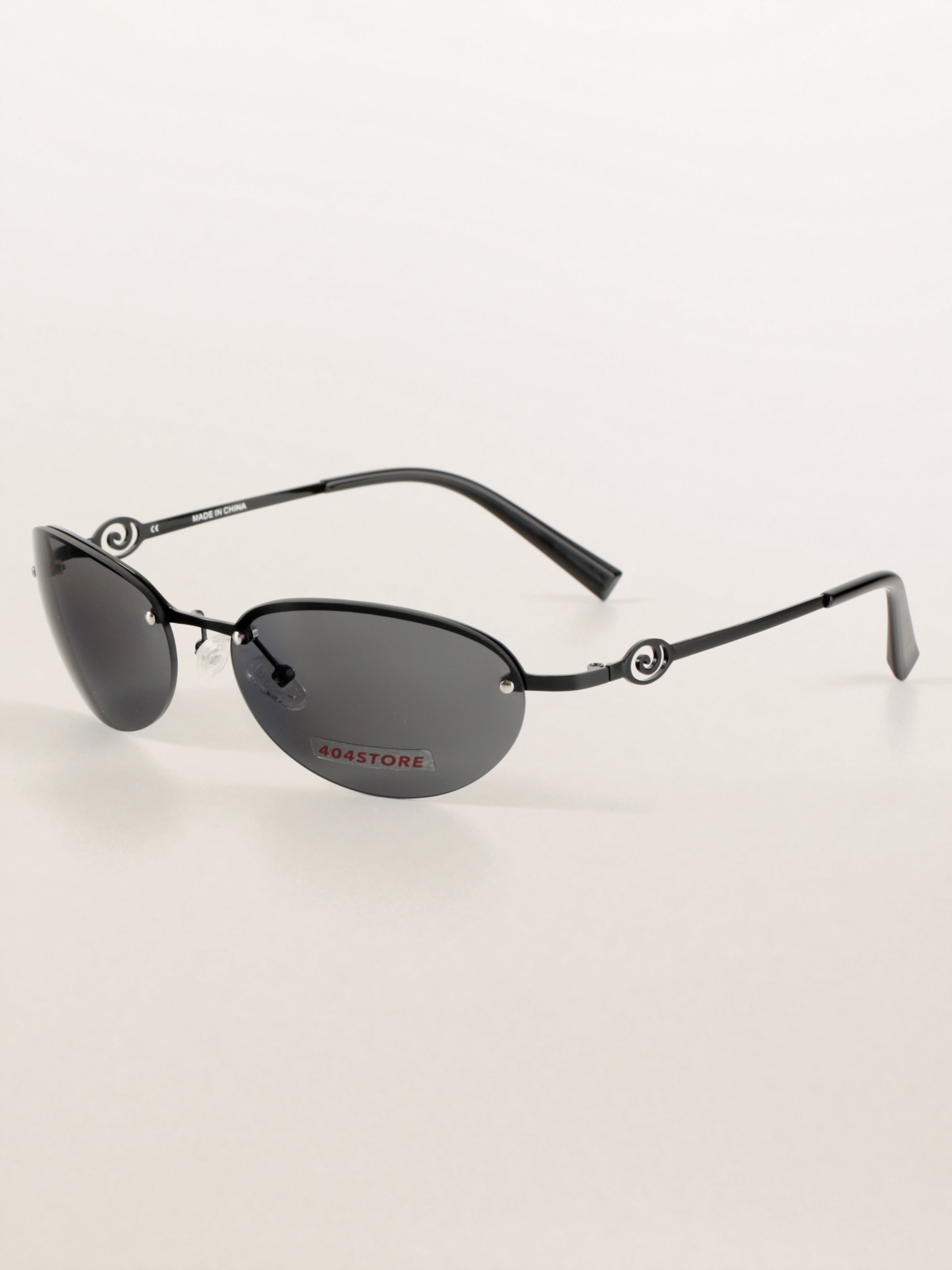 Y2K Grunge Half-Rim Oval Metal Sunglasses
