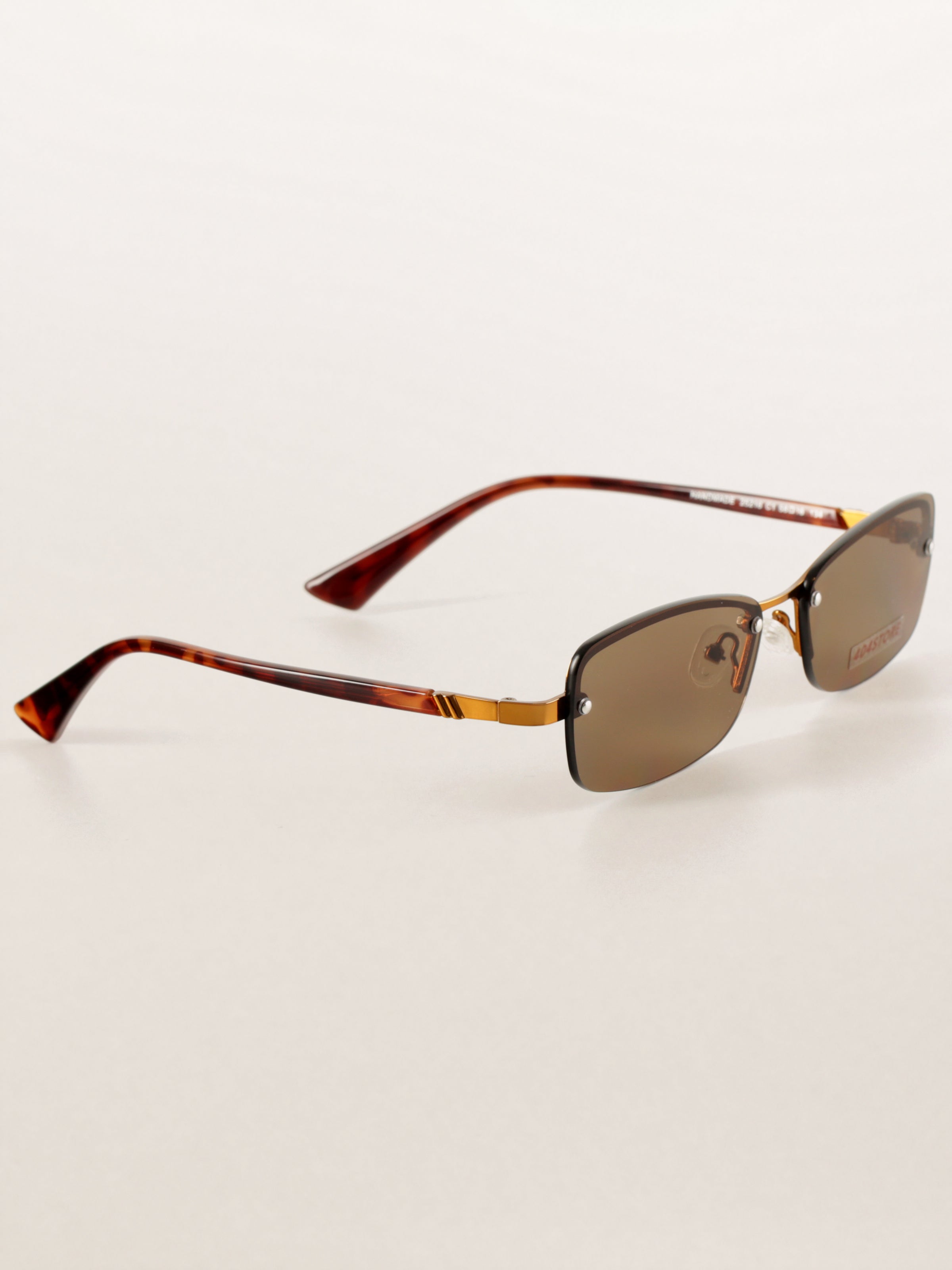 Retro Half-Rim Rectangle Metal Sunglasses