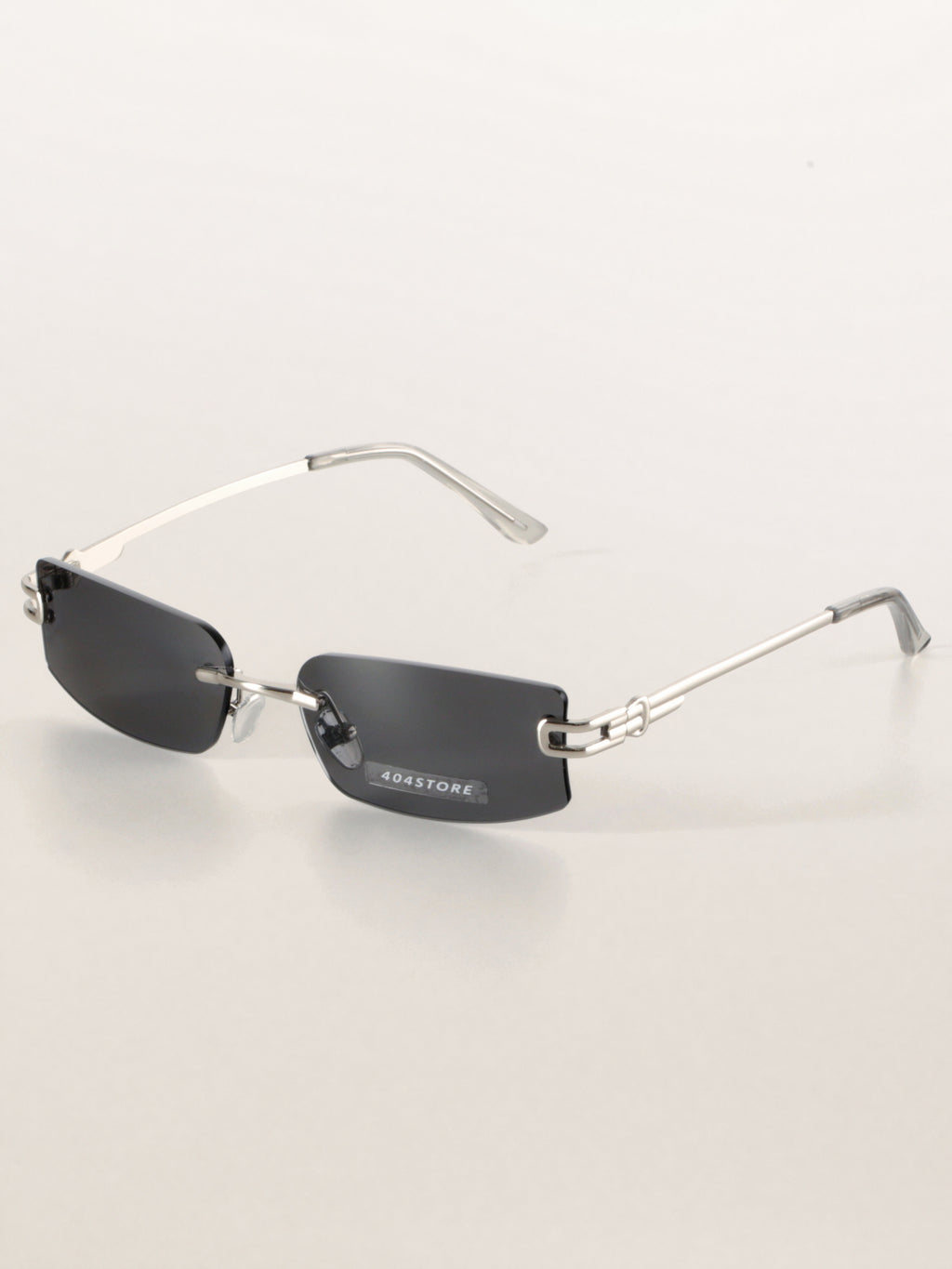 Rimless Rectangle Square Metal Futuristic Minimalist Sunglasses