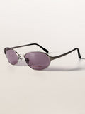 Retro Grunge Oval Metal Sunglasses
