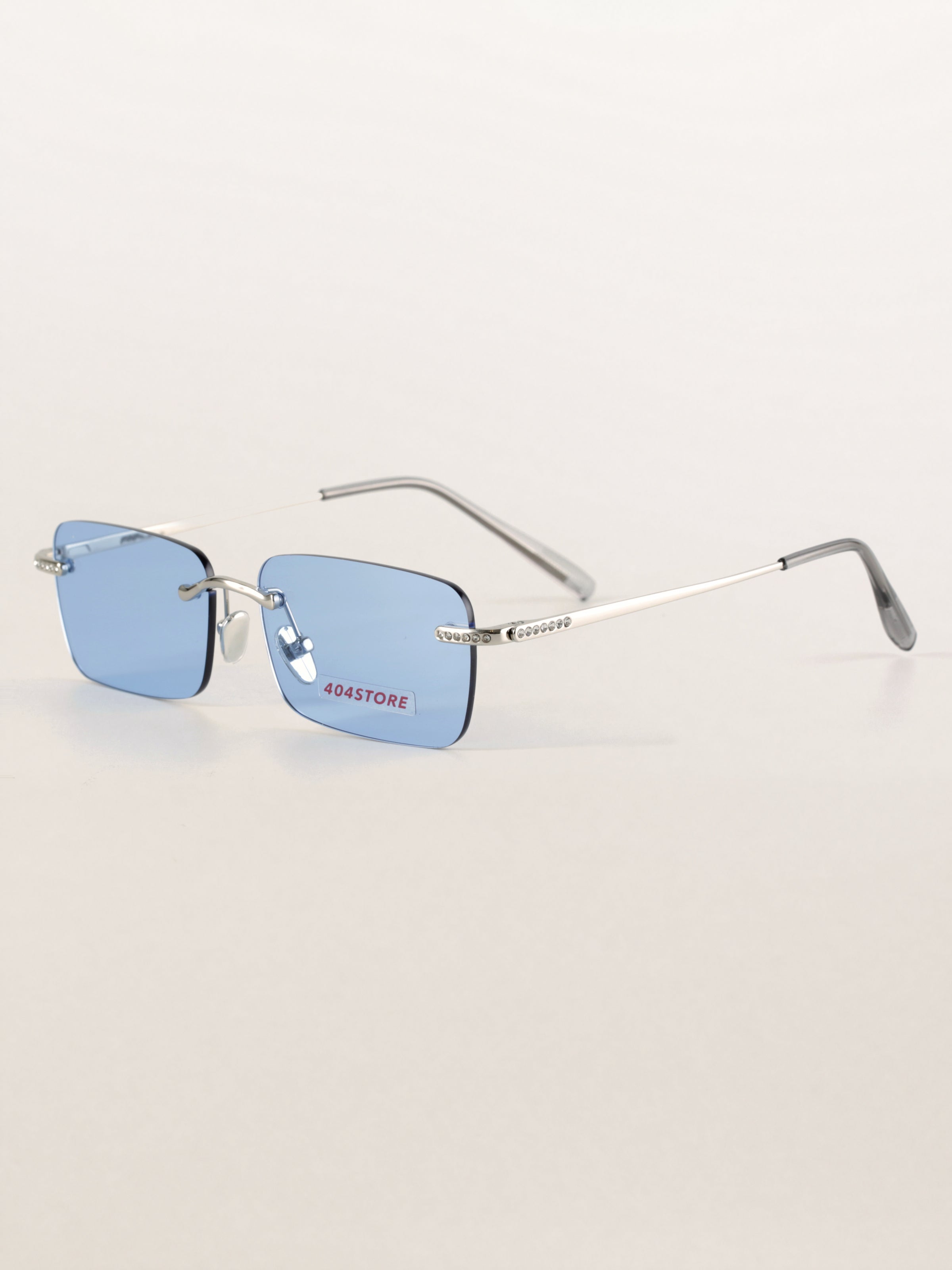 Rhinestone Rimless Rectangle Sunglasses