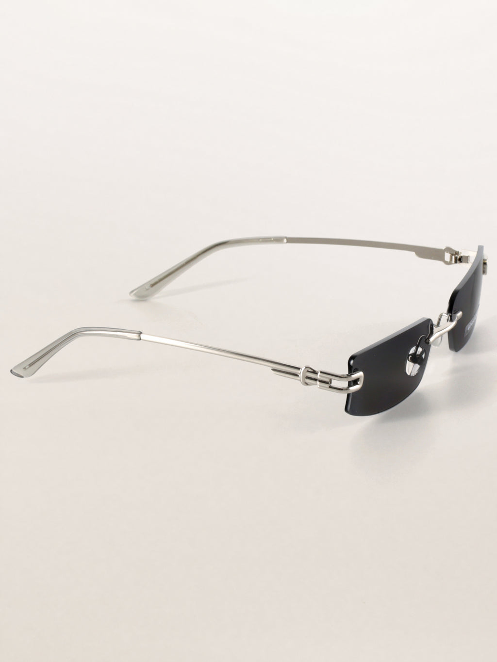Rimless Rectangle Square Metal Futuristic Minimalist Sunglasses