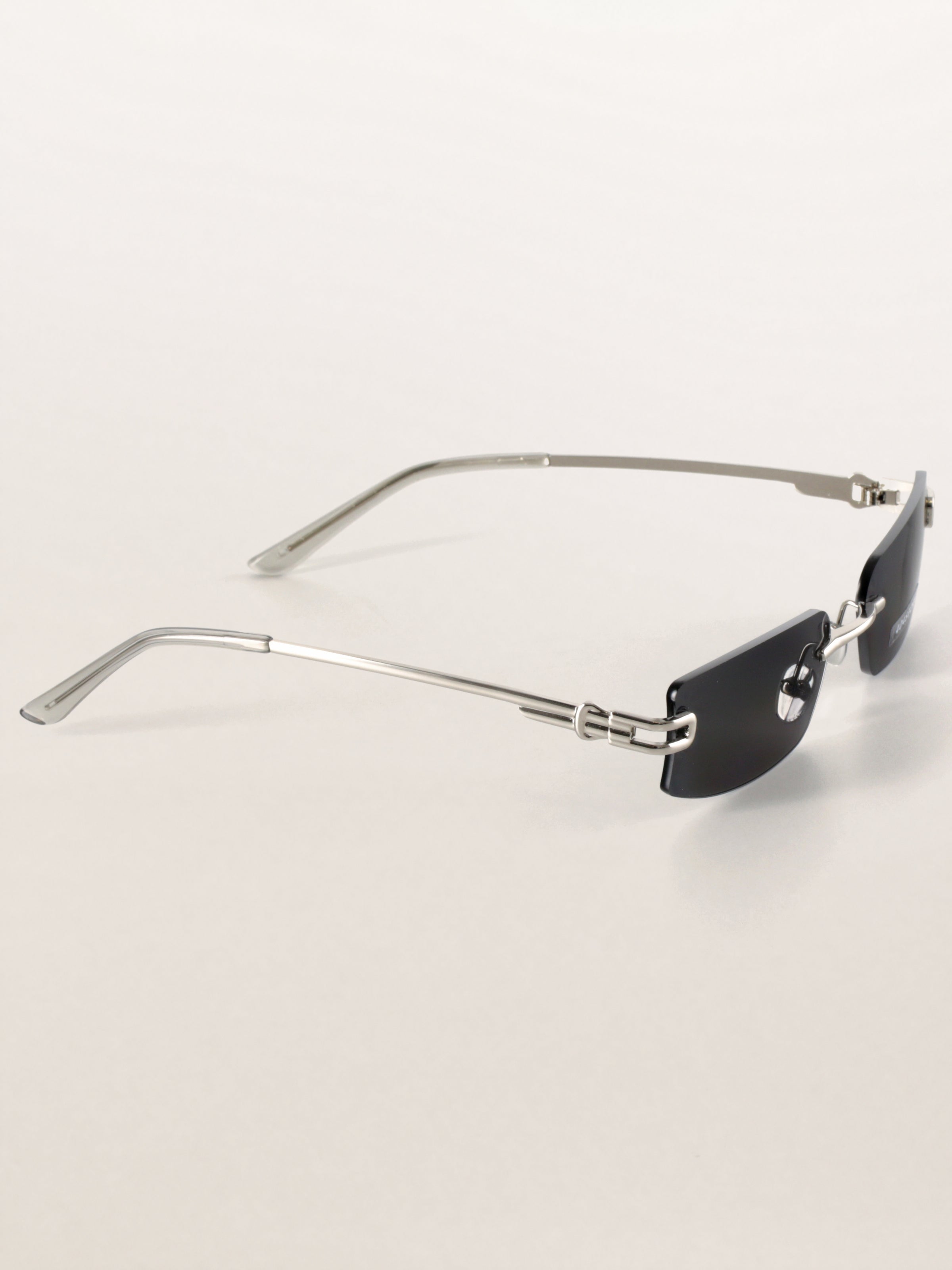 Rimless Rectangle Square Metal Futuristic Minimalist Sunglasses