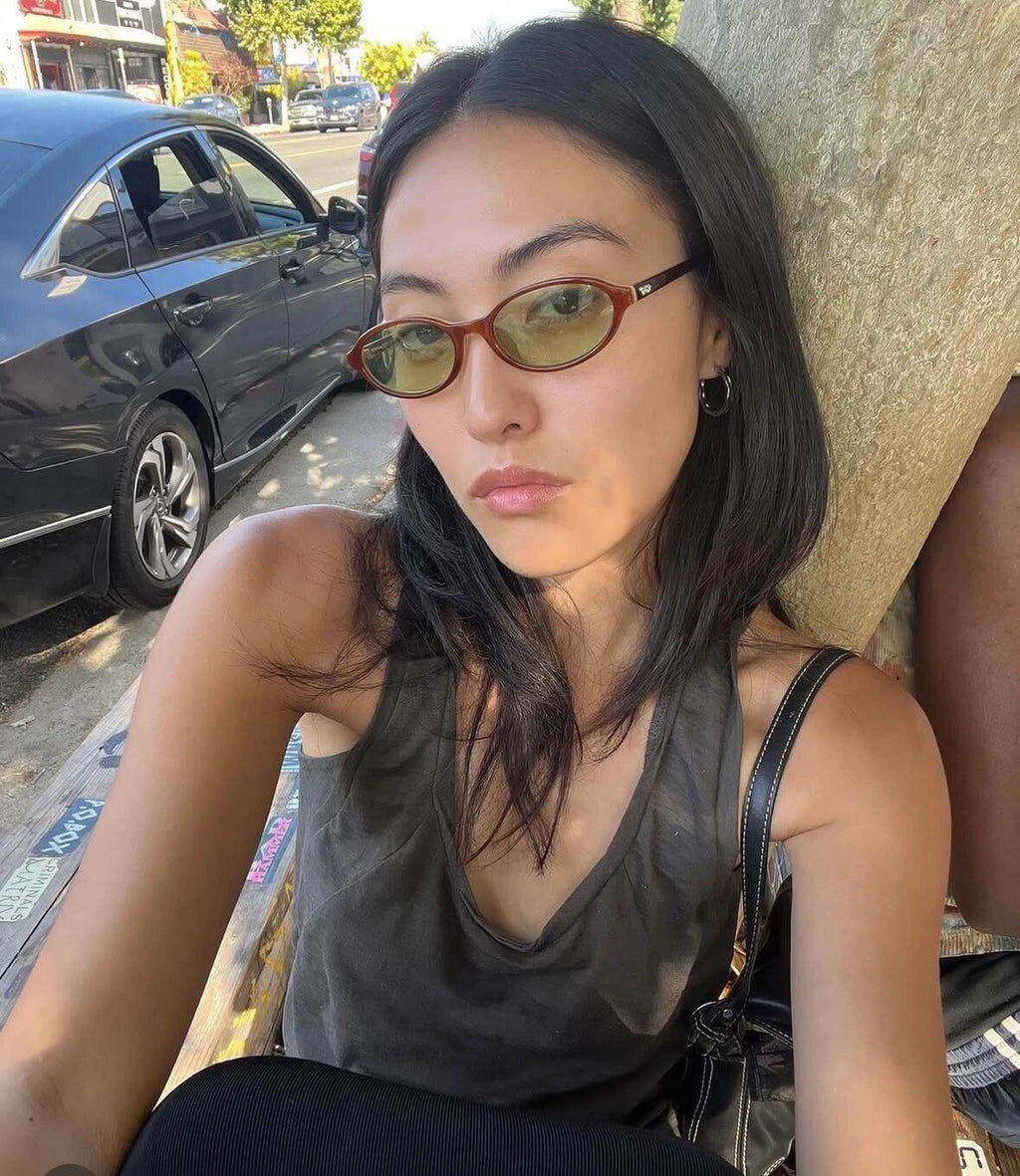 Y2K Preppy Academia Oval Acetate Sunglasses