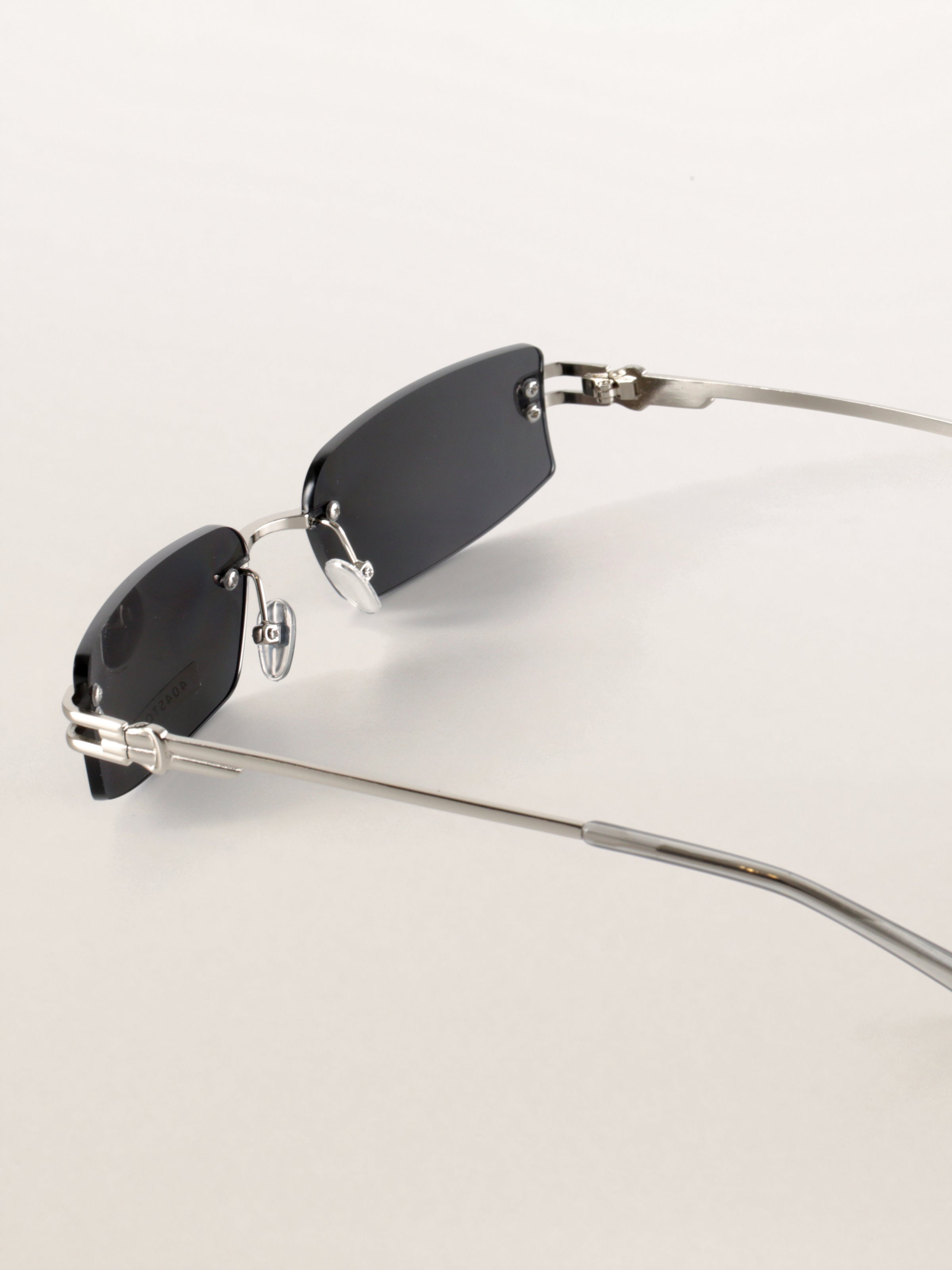 Rimless Rectangle Square Metal Futuristic Minimalist Sunglasses