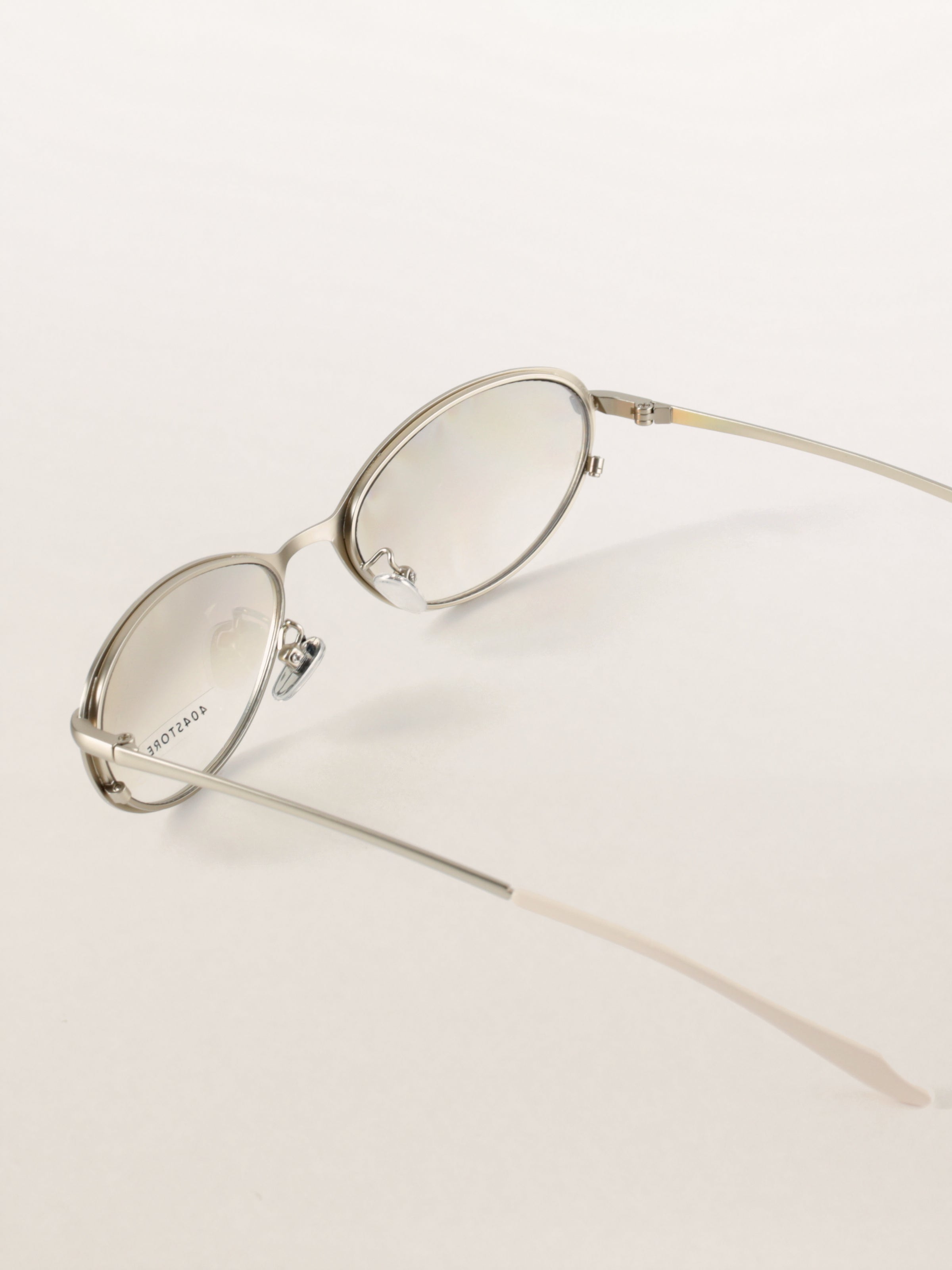 Cat-Eye Oval Metal Minimalist Sunglasses